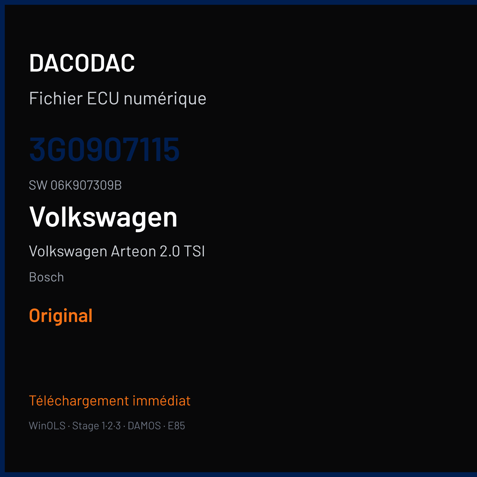 Volkswagen Arteon 2.0 TSI 190 ch — Bosch — 3G0907115 · 06K907309B · 045750 — Original