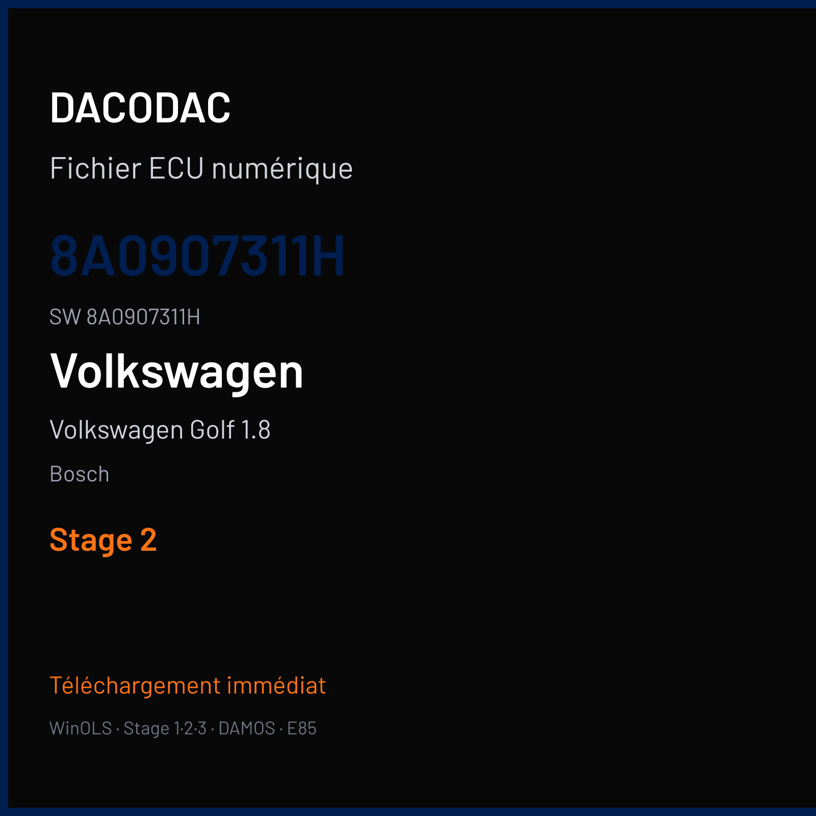 Volkswagen Golf 1.8 90 ch — Bosch — 8A0907311H · 8A0907311H — Stage 2