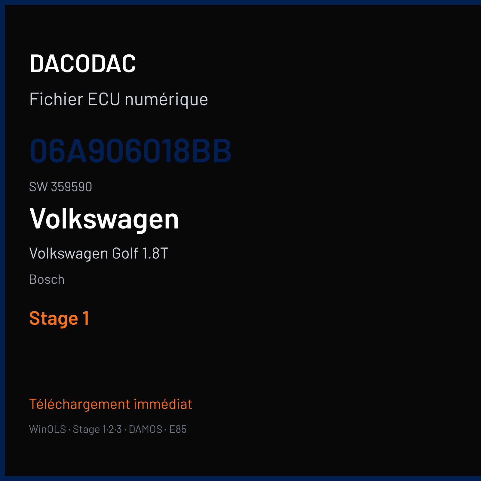 Volkswagen Golf 1.8T — Bosch — 06A906018BB · 359590 — Stage 1