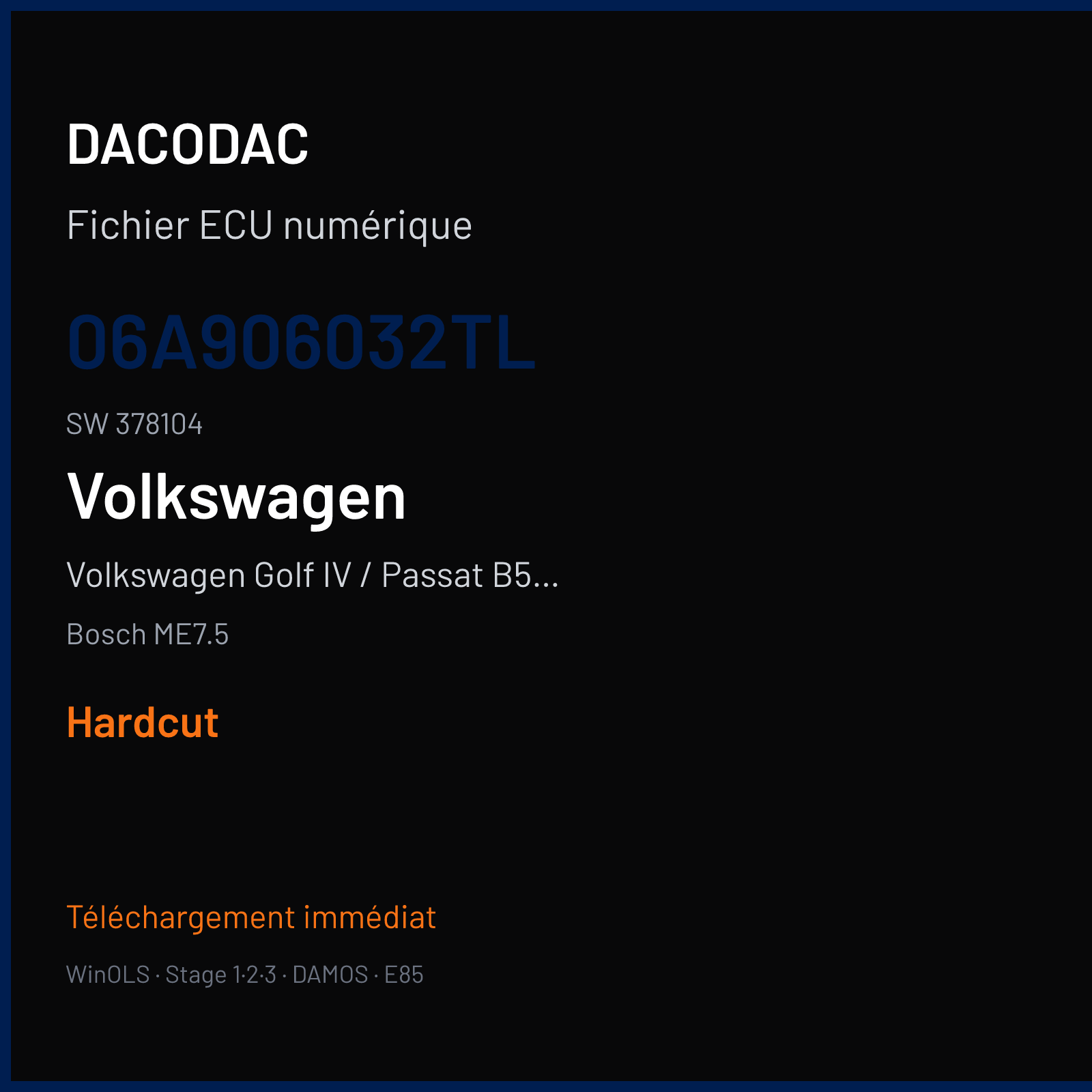 Volkswagen Golf IV / Passat B5 1.8T — Bosch ME7.5 — 06A906032TL · 378104 — Hardcut