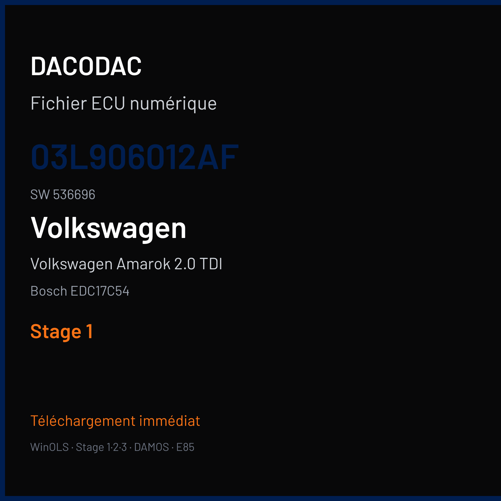 Volkswagen Amarok 2.0 TDI — Bosch EDC17C54 — 03L906012AF · 536696 — Stage 1