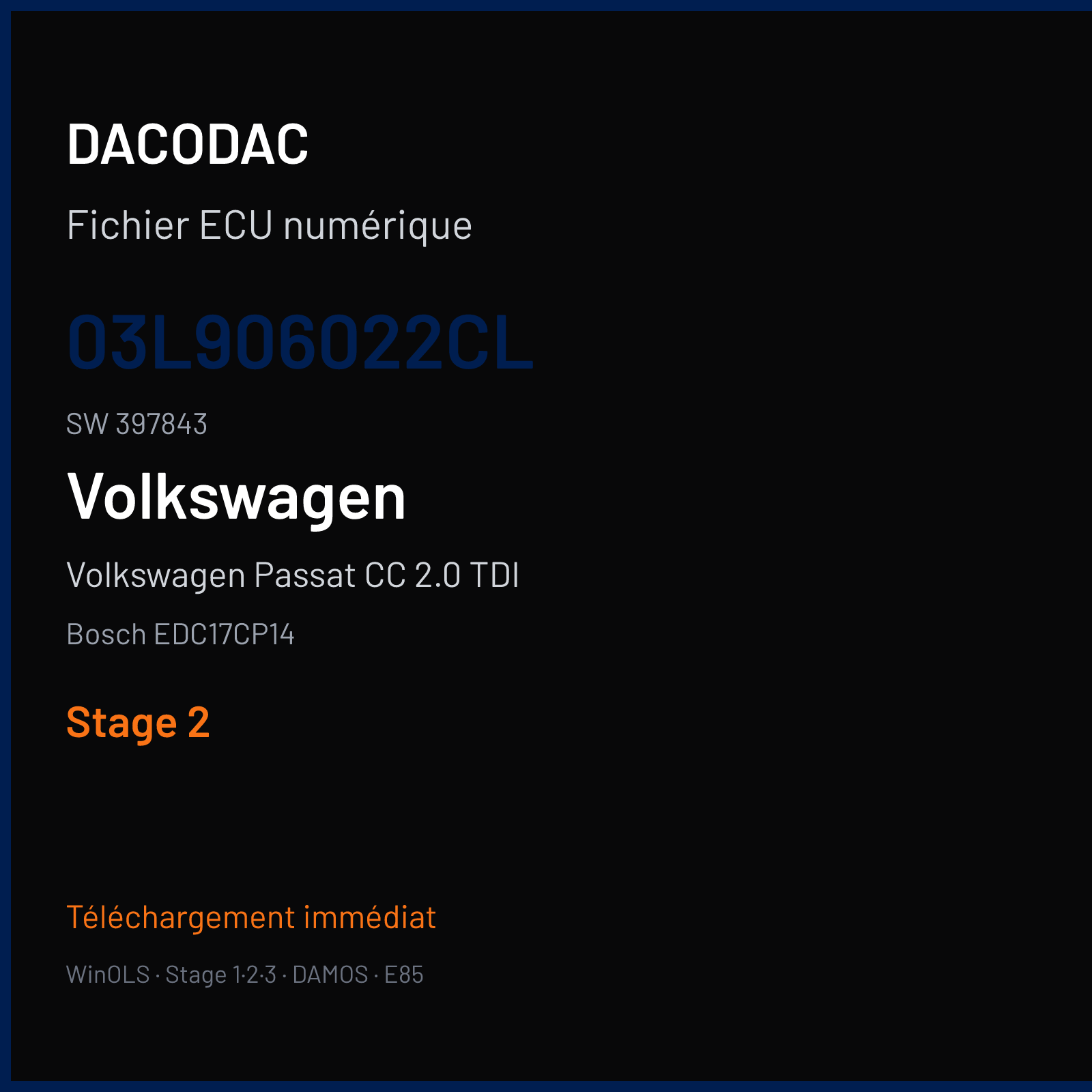 Volkswagen Passat CC 2.0 TDI (2008) — Bosch EDC17CP14 — 03L906022CL · 397843 — Stage 2