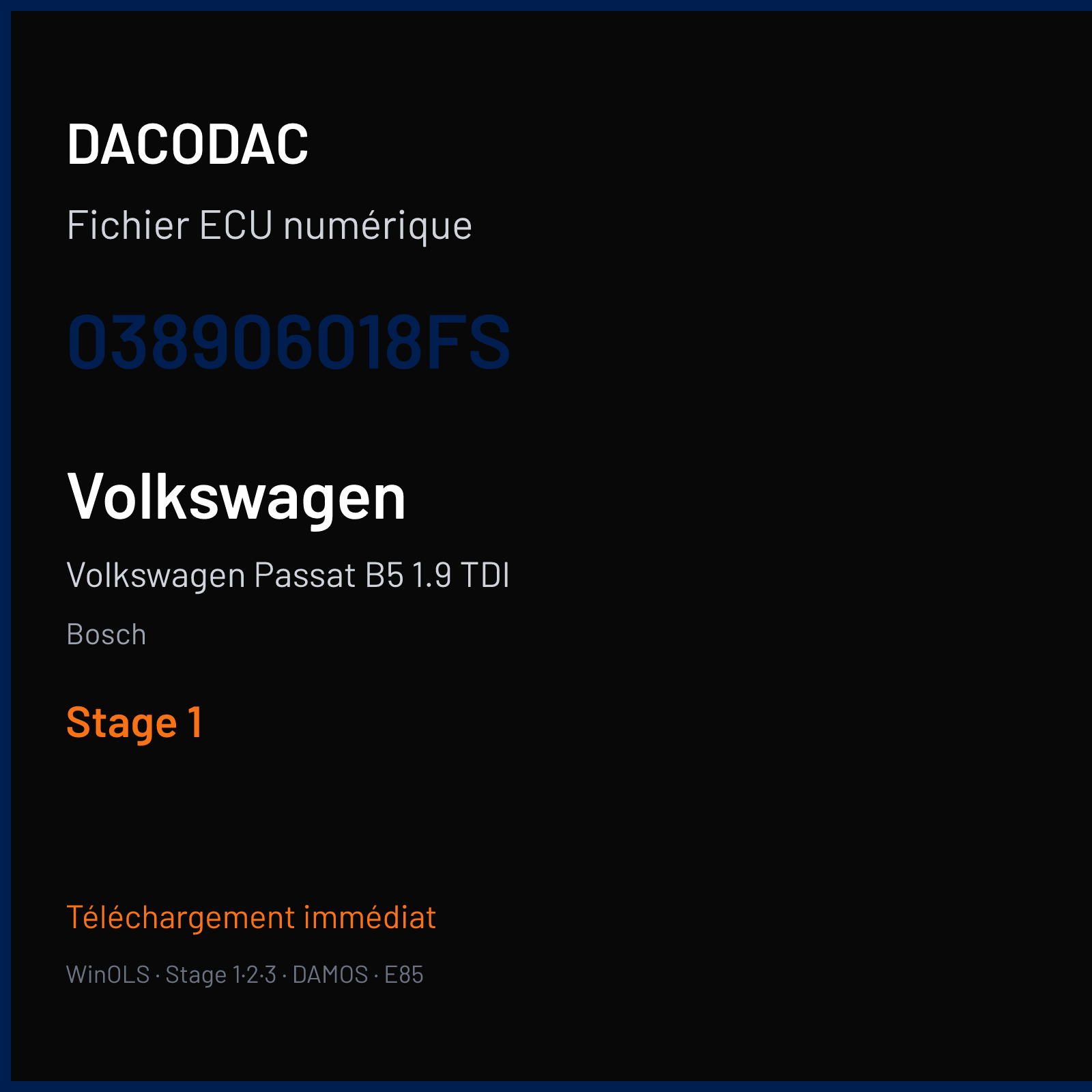 Volkswagen Passat B5 1.9 TDI (2005) — Bosch — 038906018FS — Stage 1