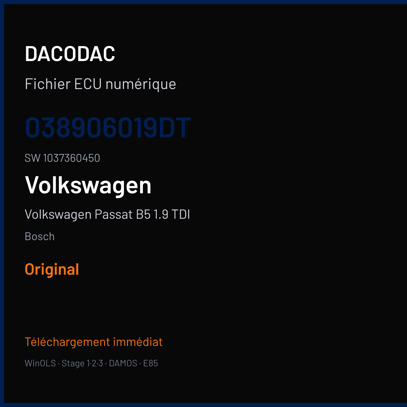 Volkswagen Passat B5 1.9 TDI (2005) — Bosch — 038906019DT · 1037360450 — Original