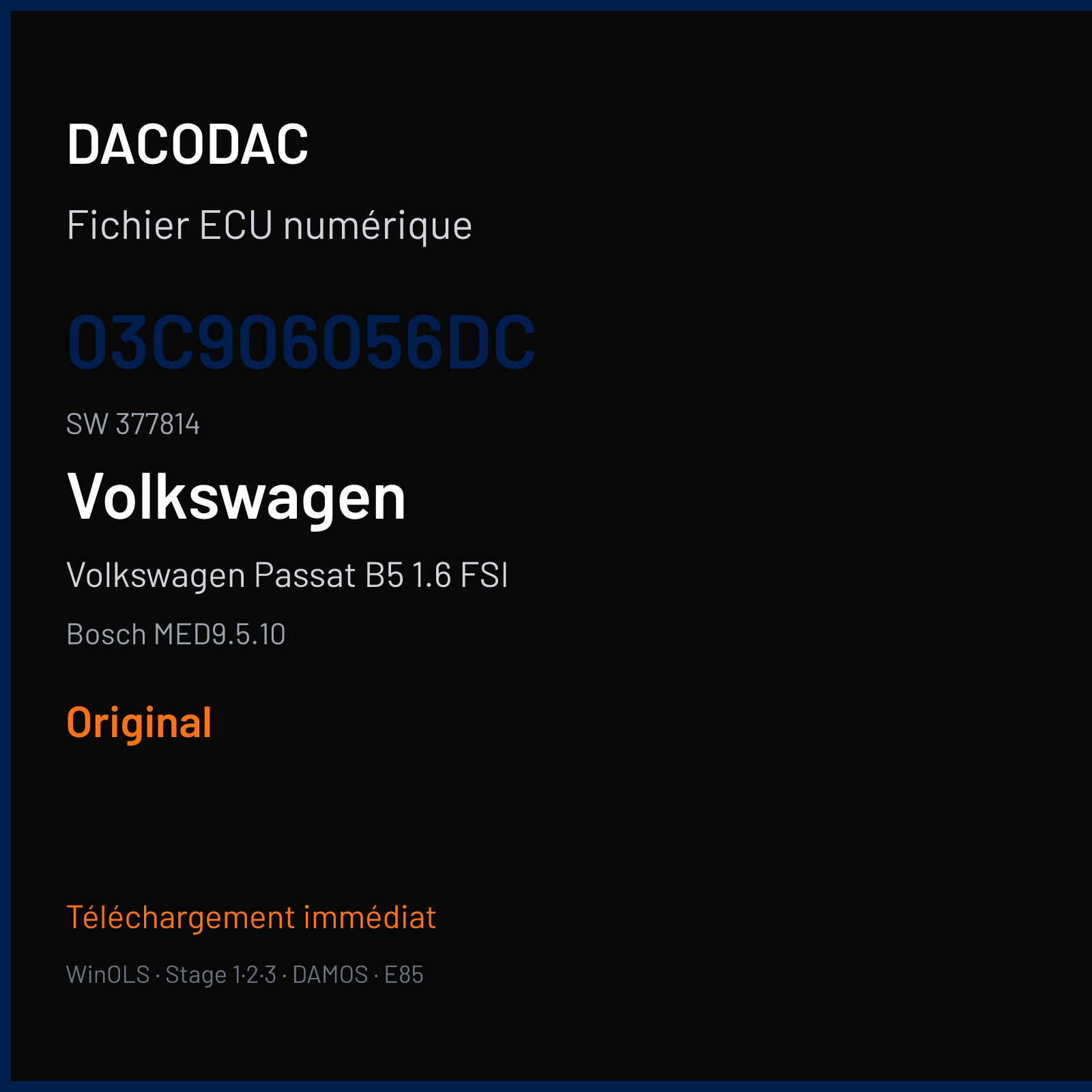 Volkswagen Passat B5 1.6 FSI (2006) — Bosch MED9.5.10 — 03C906056DC · 377814 — Original