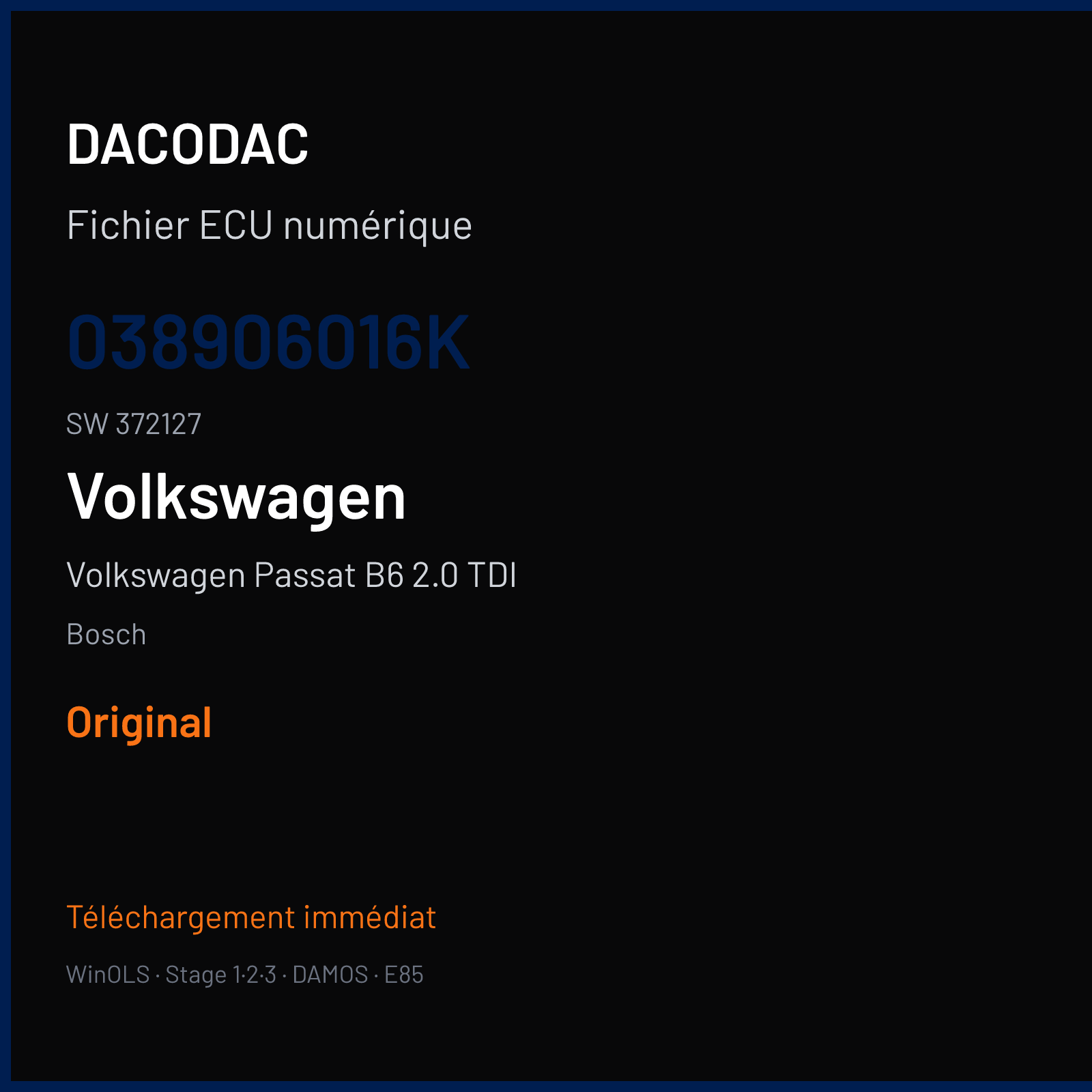 Volkswagen Passat B6 2.0 TDI (2005) — Bosch — 038906016K · 372127 — Original