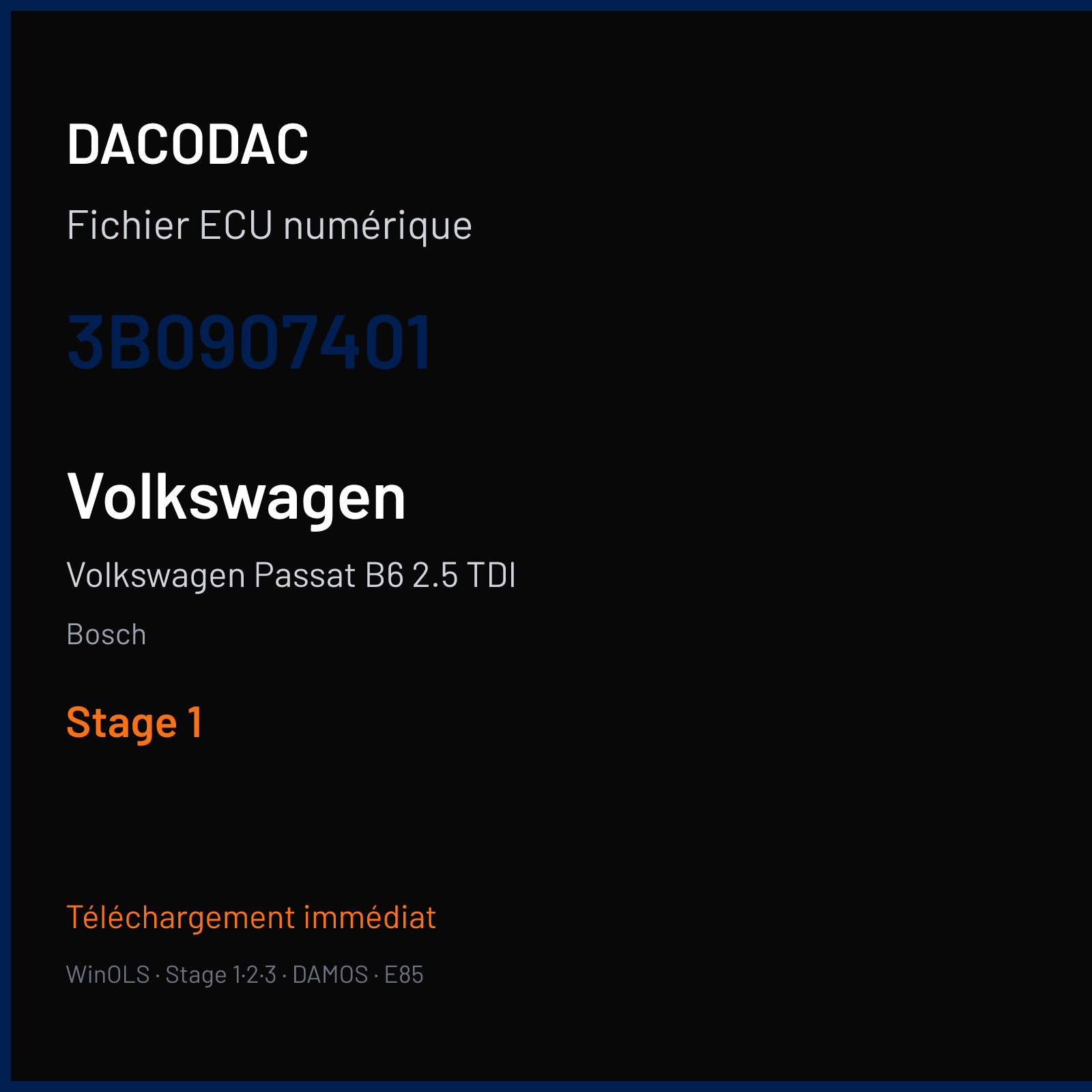Volkswagen Passat B6 2.5 TDI (2005) — Bosch — 3B0907401 — Stage 1