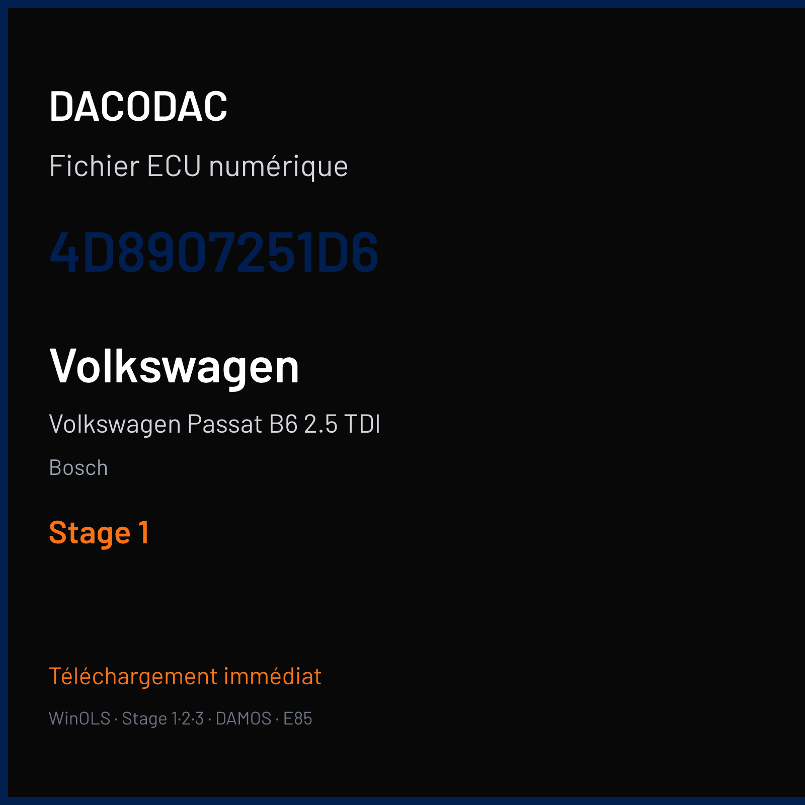 Volkswagen Passat B6 2.5 TDI (2005) — Bosch — 4D8907251D6 — Stage 1