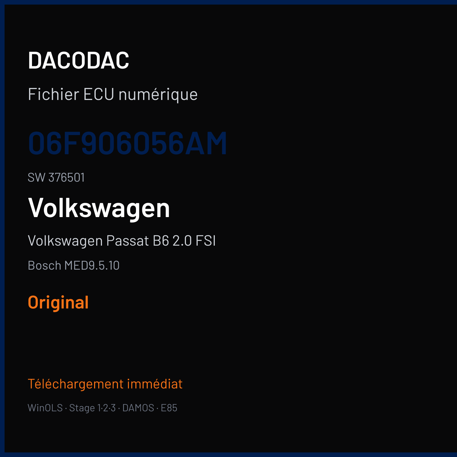 Volkswagen Passat B6 2.0 FSI (2005) — Bosch MED9.5.10 — 06F906056AM · 376501 — Original
