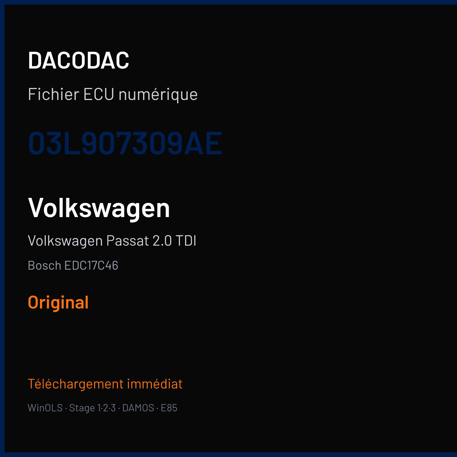 Volkswagen Passat 2.0 TDI (2012) — Bosch EDC17C46 — 03L907309AE — Original