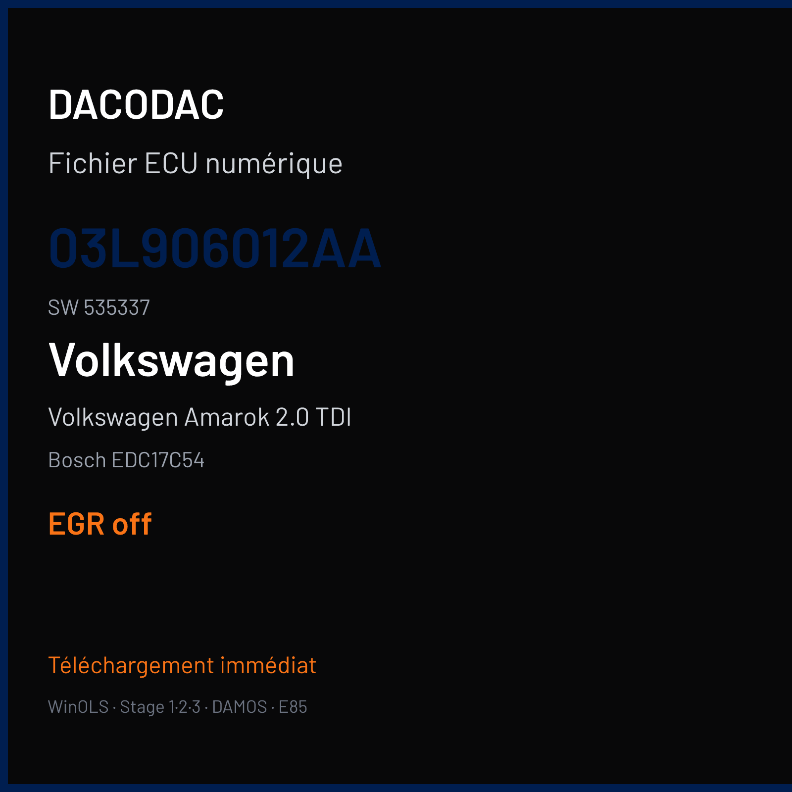 Volkswagen Amarok 2.0 TDI (2013) — Bosch EDC17C54 — 03L906012AA · 535337 — EGR off