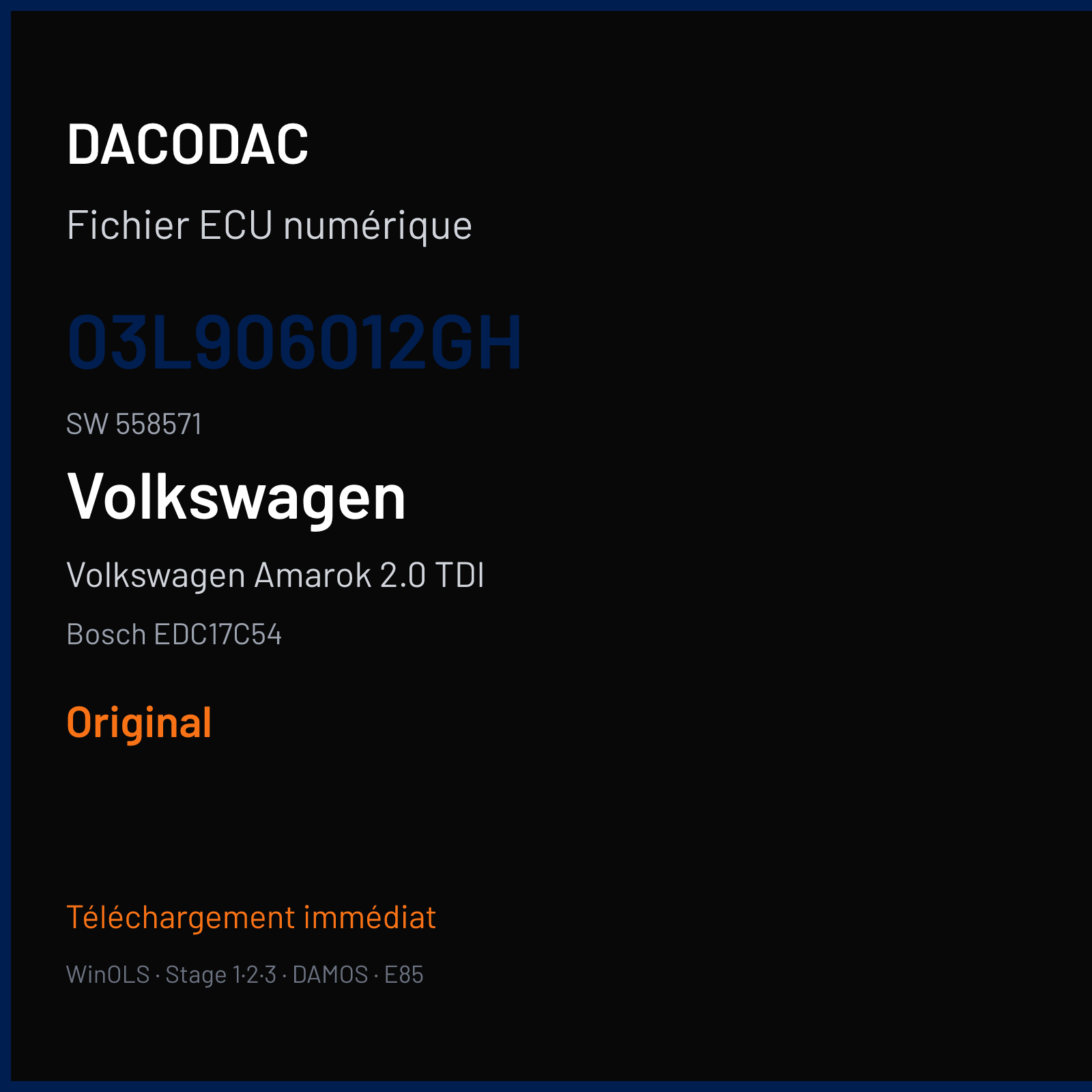 Volkswagen Amarok 2.0 TDI (2012) — Bosch EDC17C54 — 03L906012GH · 558571 — Original