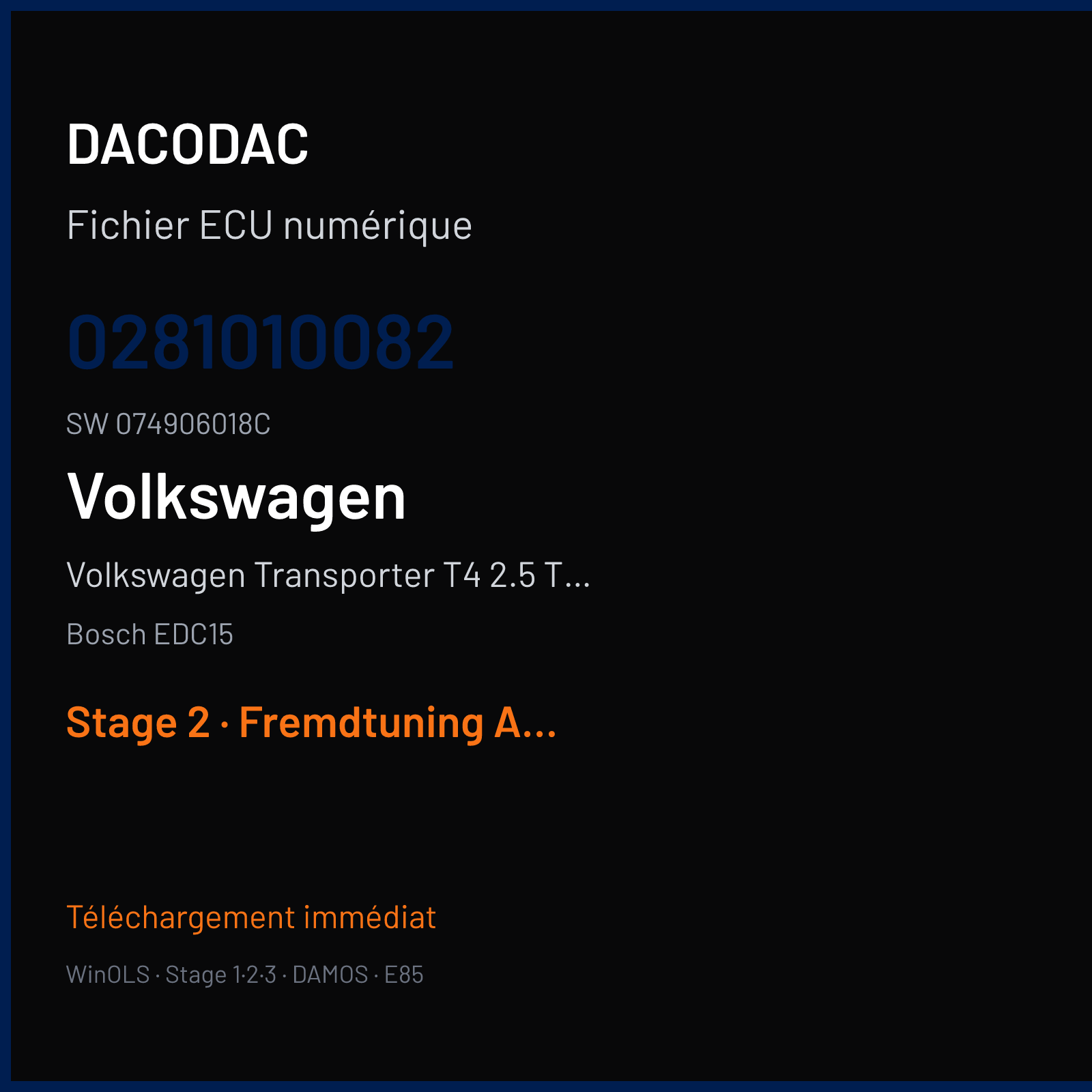 Volkswagen Transporter T4 2.5 TDI (2001) — Bosch EDC15 — 0281010082 · 074906018C — Stage 2
