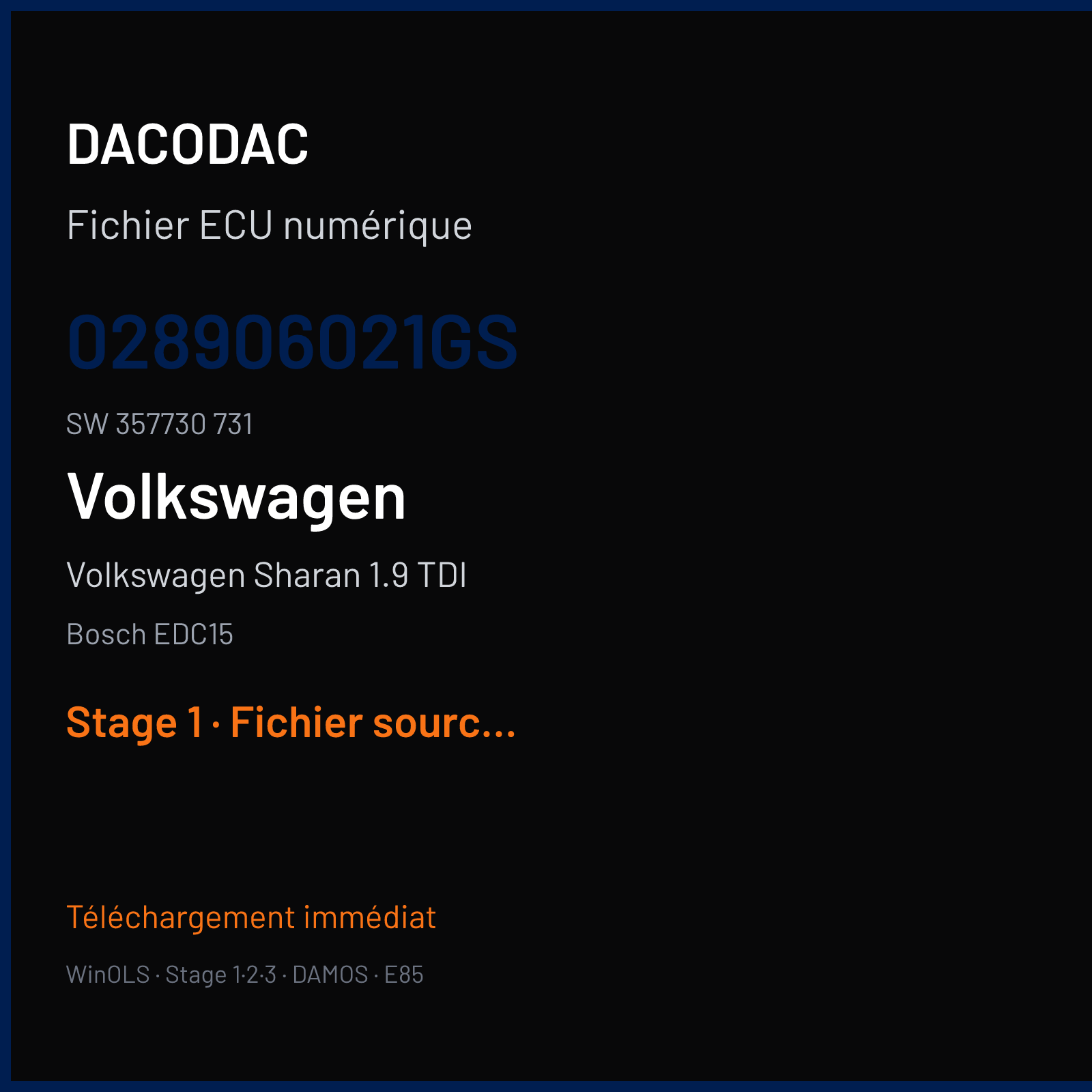 Volkswagen Sharan 1.9 TDI (1999) — Bosch EDC15 — 028906021GS · 357730 731 — Stage 1