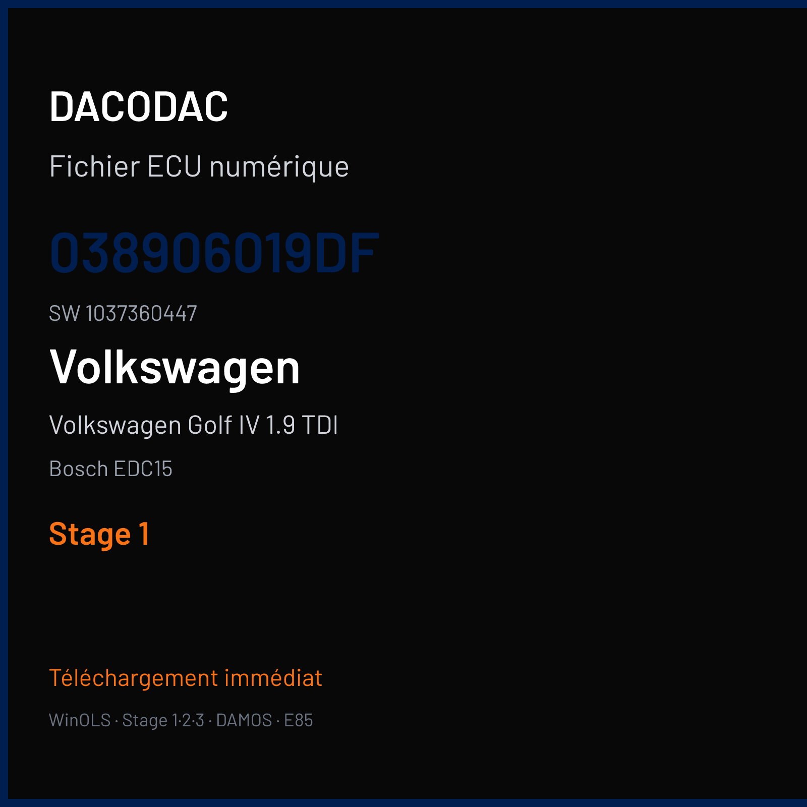 Volkswagen Golf IV 1.9 TDI (2002) — Bosch EDC15 — 038906019DF · 1037360447 — Stage 1