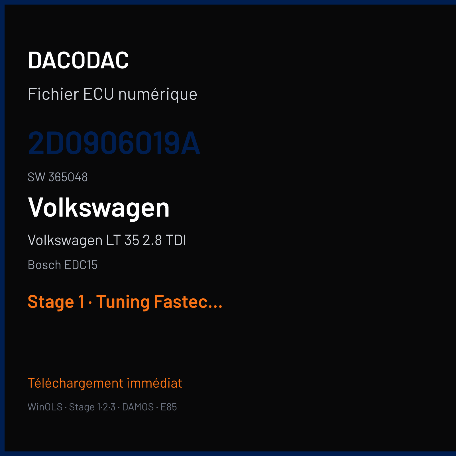 Volkswagen LT 35 2.8 TDI — Bosch EDC15 — 2D0906019A · 365048 — Stage 1