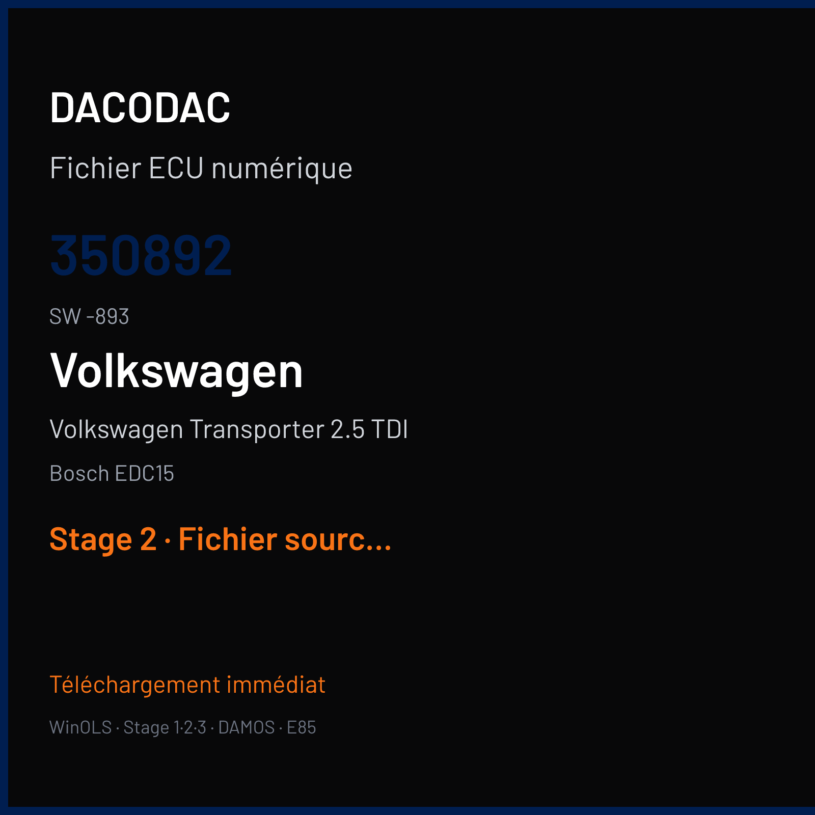 Volkswagen Transporter 2.5 TDI (2002) — Bosch EDC15 — 350892 · -893 — Stage 2