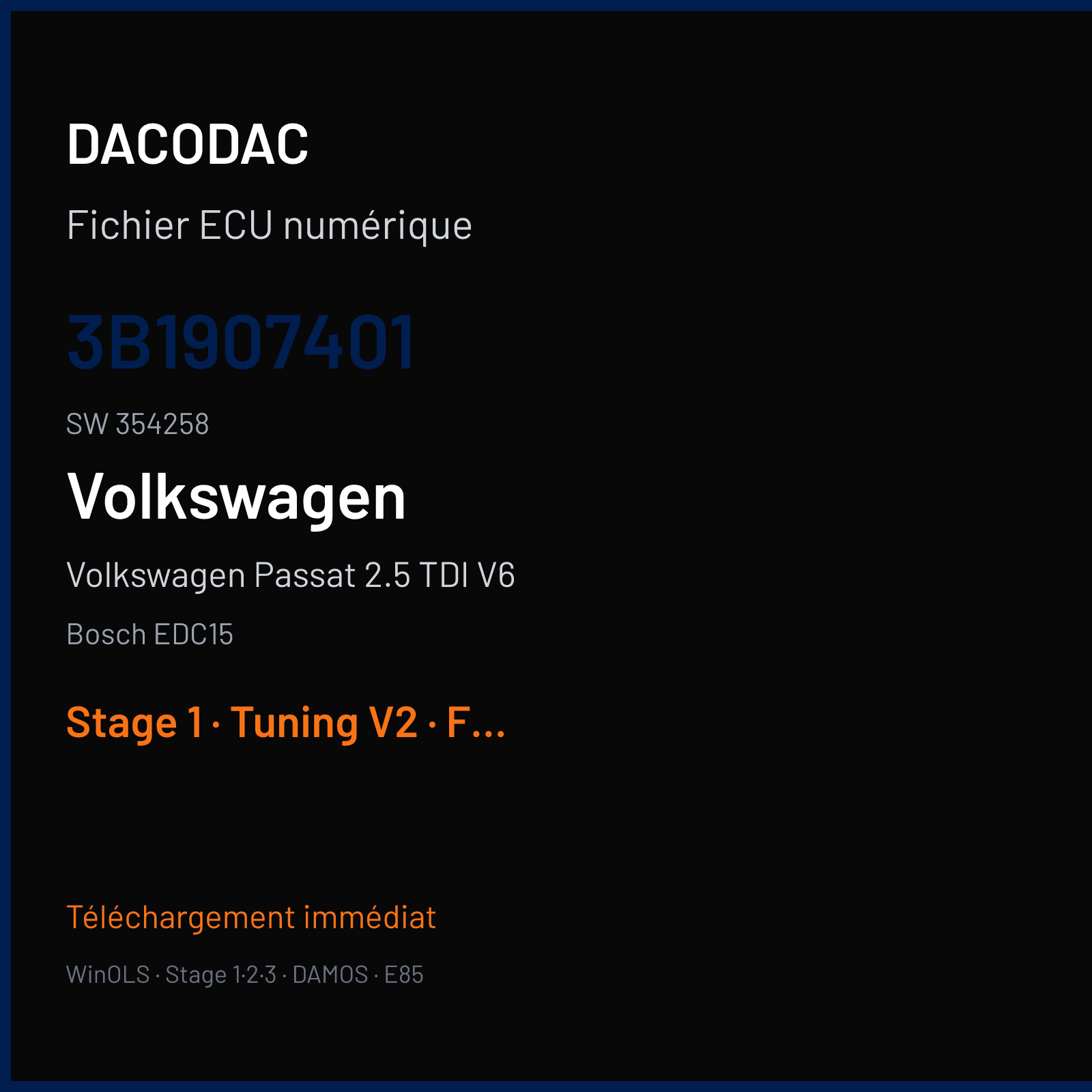 Volkswagen Passat 2.5 TDI V6 (2000) — Bosch EDC15 — 3B1907401 · 354258 — Stage 1