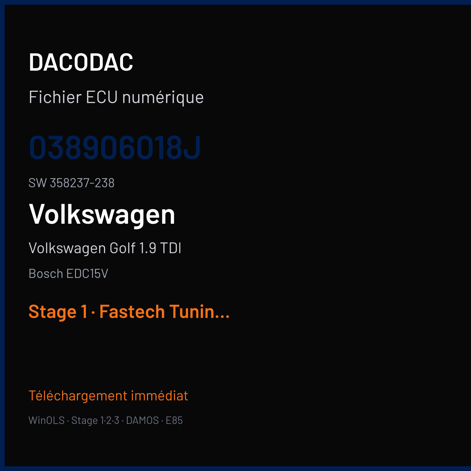 Volkswagen Golf 1.9 TDI (1999) — Bosch EDC15V — 038906018J · 358237-238 — Stage 1