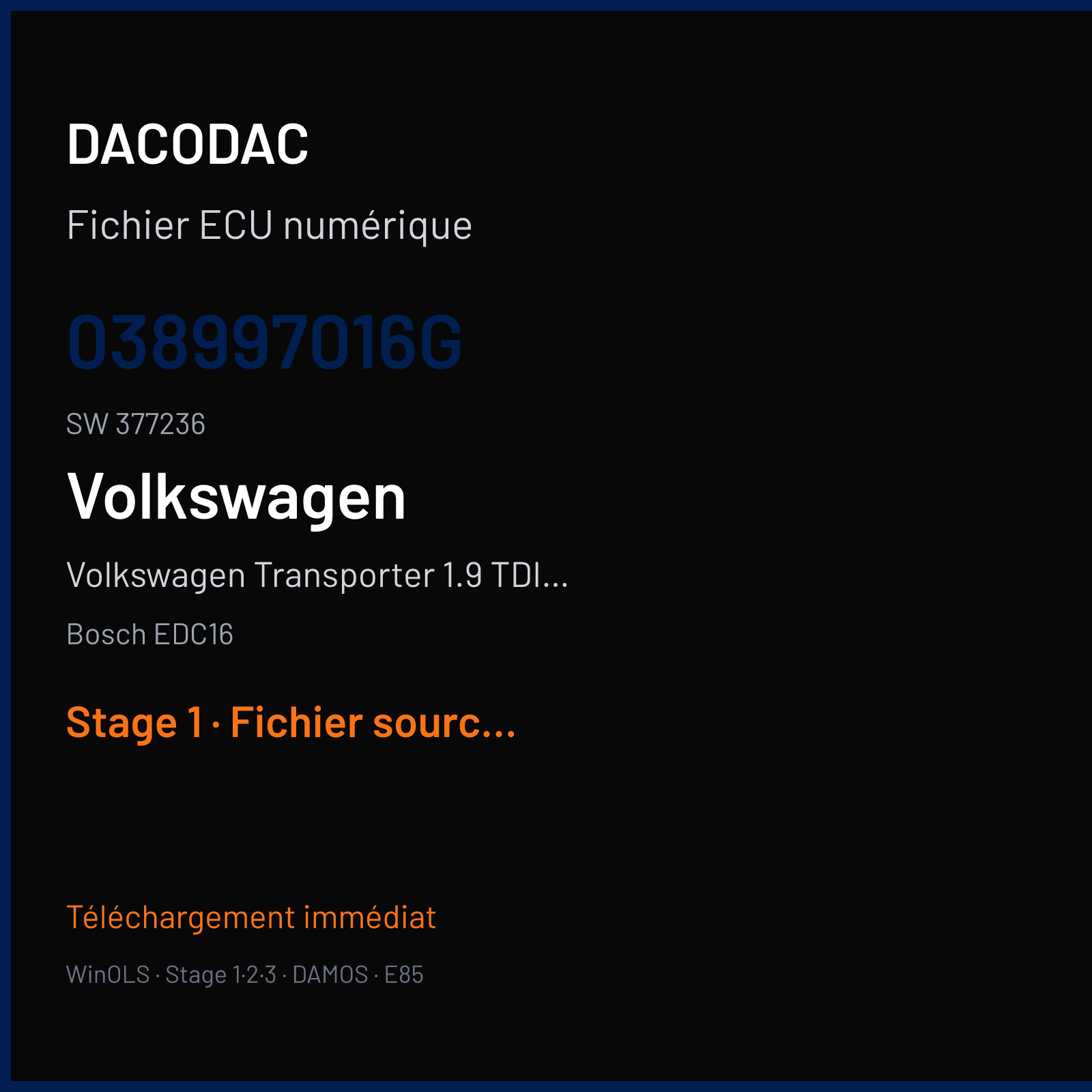 Volkswagen Transporter 1.9 TDI PD (2004) — Bosch EDC16 — 038997016G · 377236 — Stage 1