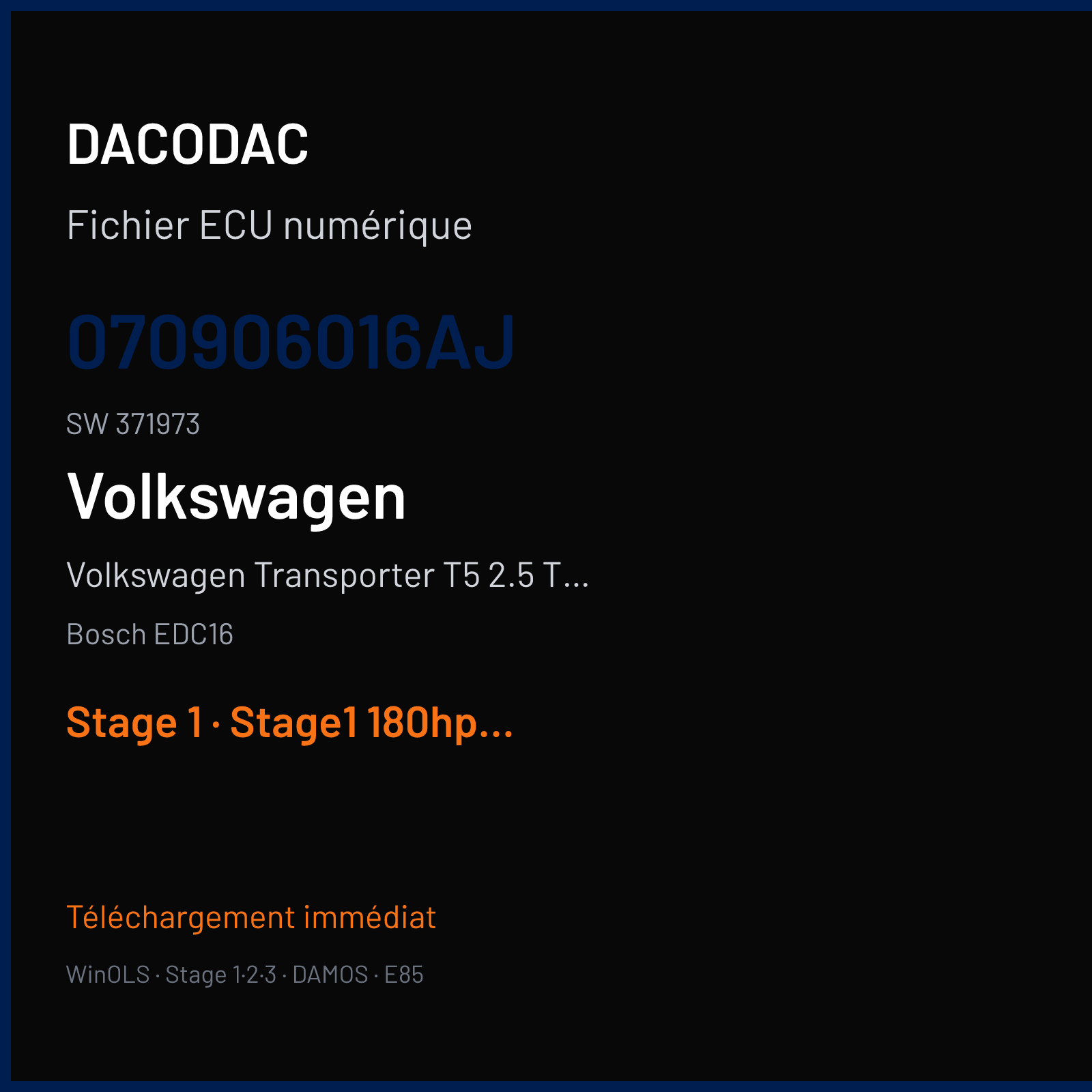 Volkswagen Transporter T5 2.5 TDI (2004) — Bosch EDC16 — 070906016AJ · 371973 — Stage 1