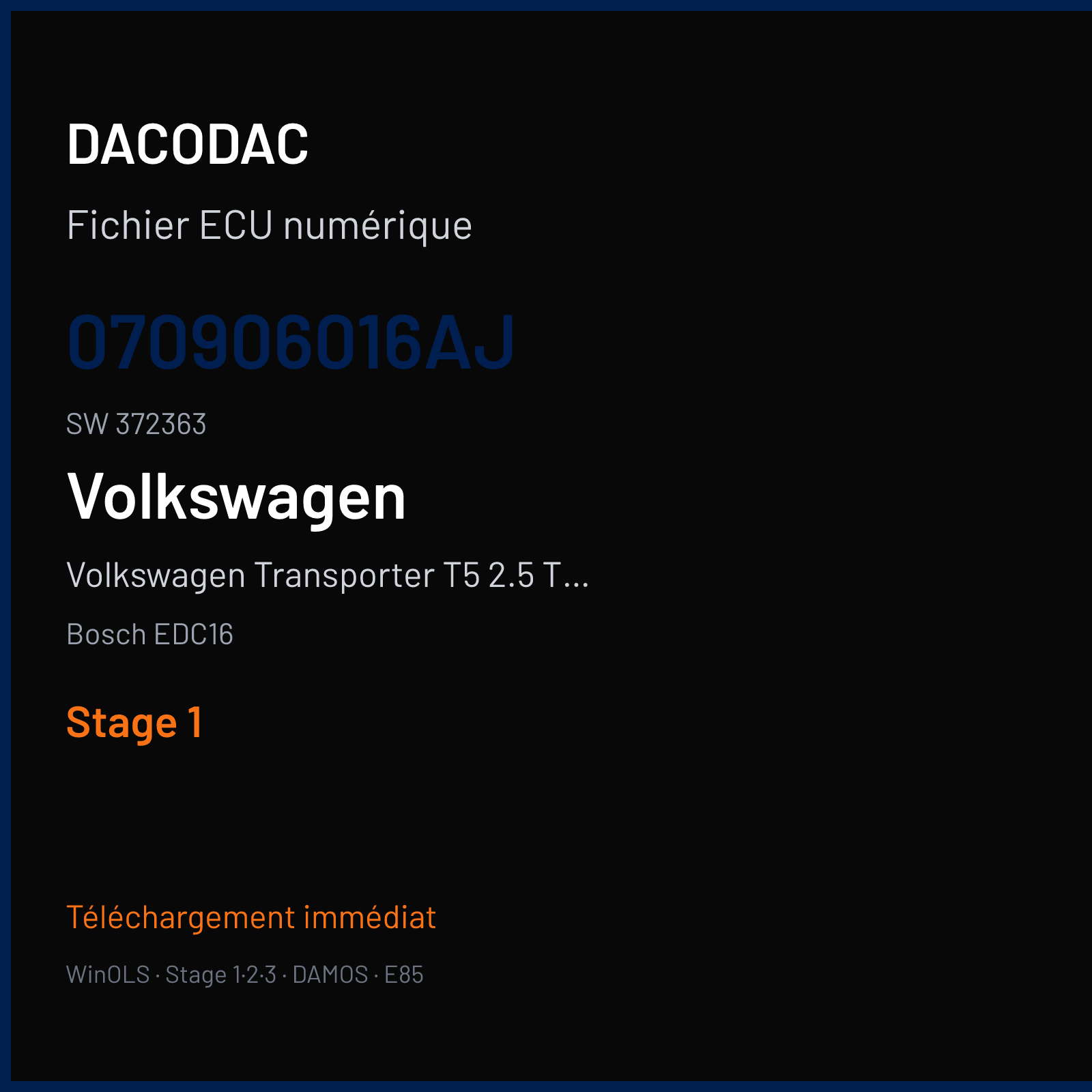 Volkswagen Transporter T5 2.5 TDI (2003) — Bosch EDC16 — 070906016AJ · 372363 — Stage 1