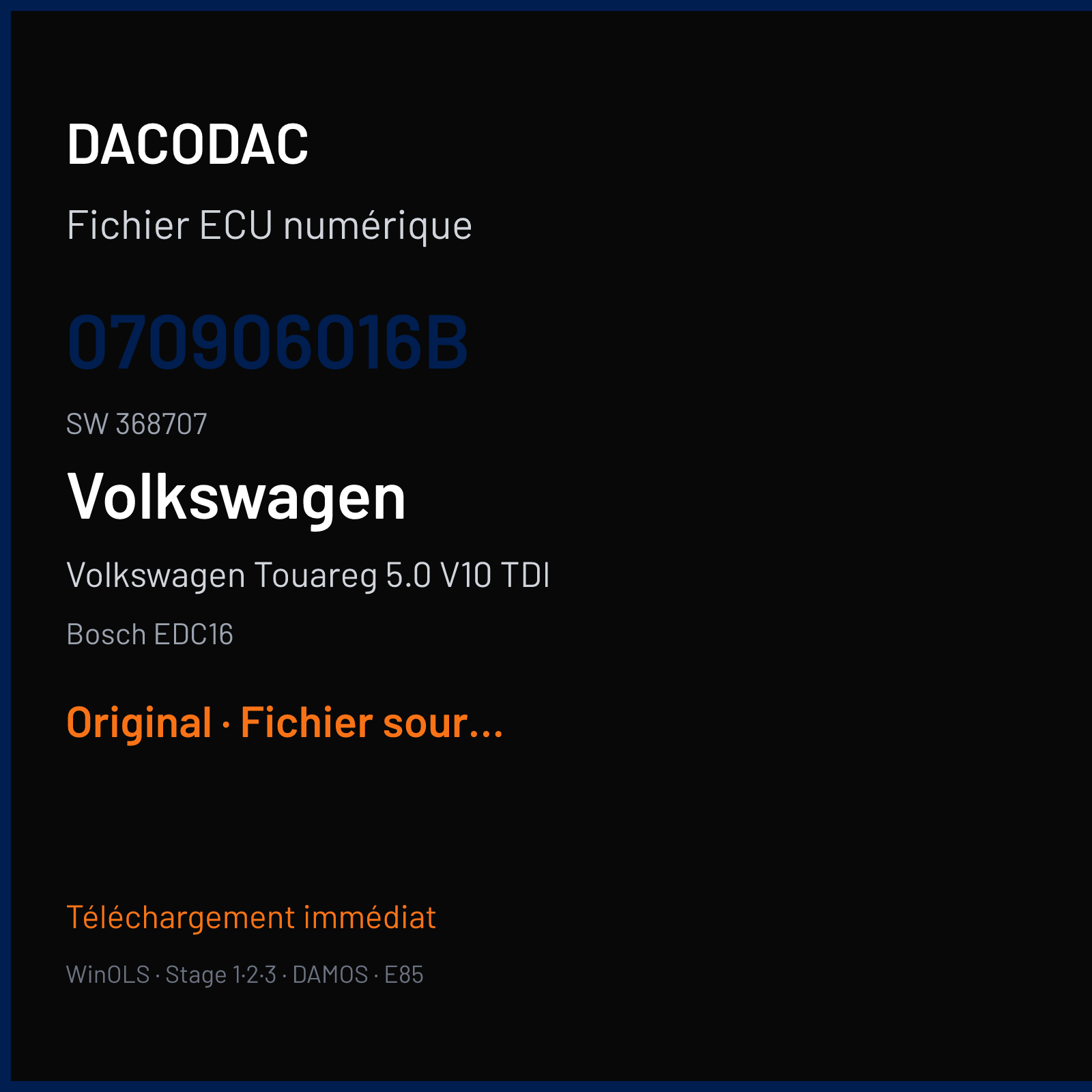 Volkswagen Touareg 5.0 V10 TDI (2003) — Bosch EDC16 — 070906016B · 368707 — Original