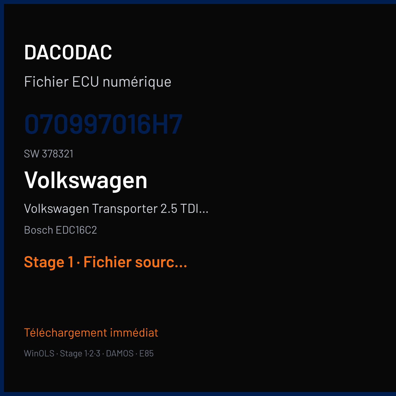 Volkswagen Transporter 2.5 TDI PD (2004) — Bosch EDC16C2 — 070997016H7 · 378321 — Stage 1