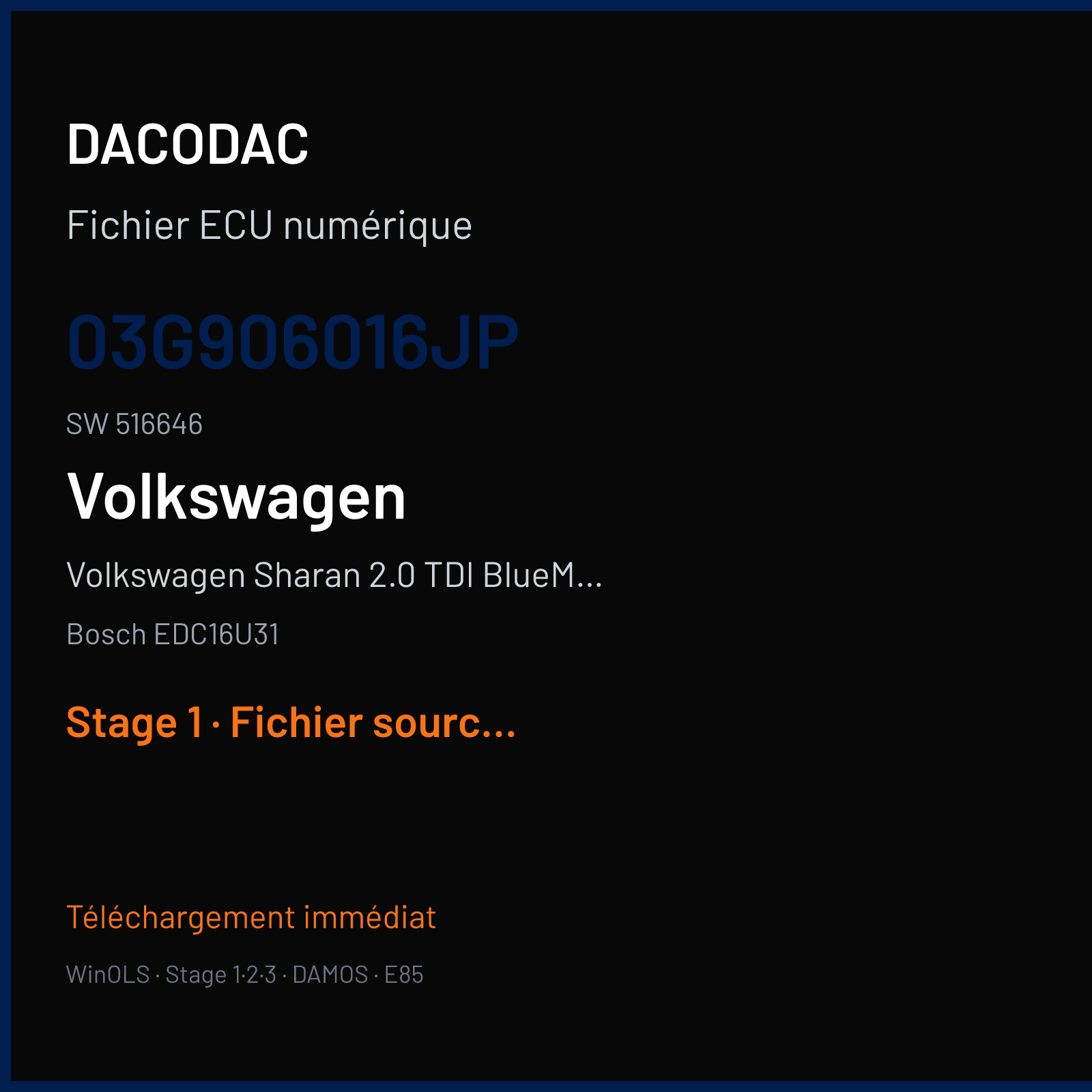 Volkswagen Sharan 2.0 TDI BlueMotion (2008) — Bosch EDC16U31 — 03G906016JP · 516646 — Stage 1