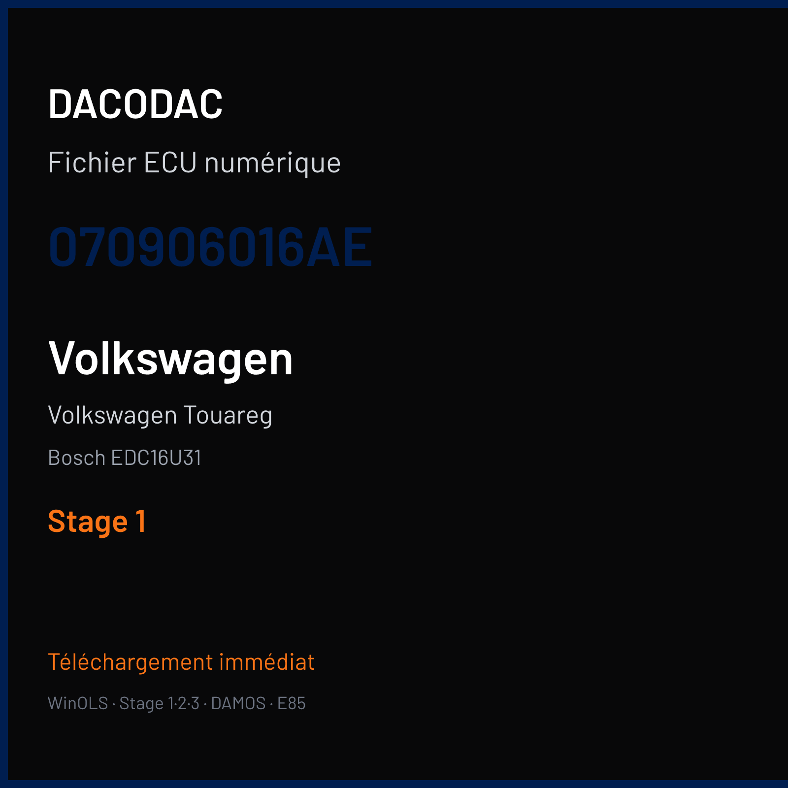Volkswagen Touareg (2004) — Bosch EDC16U31 — 070906016AE — Stage 1