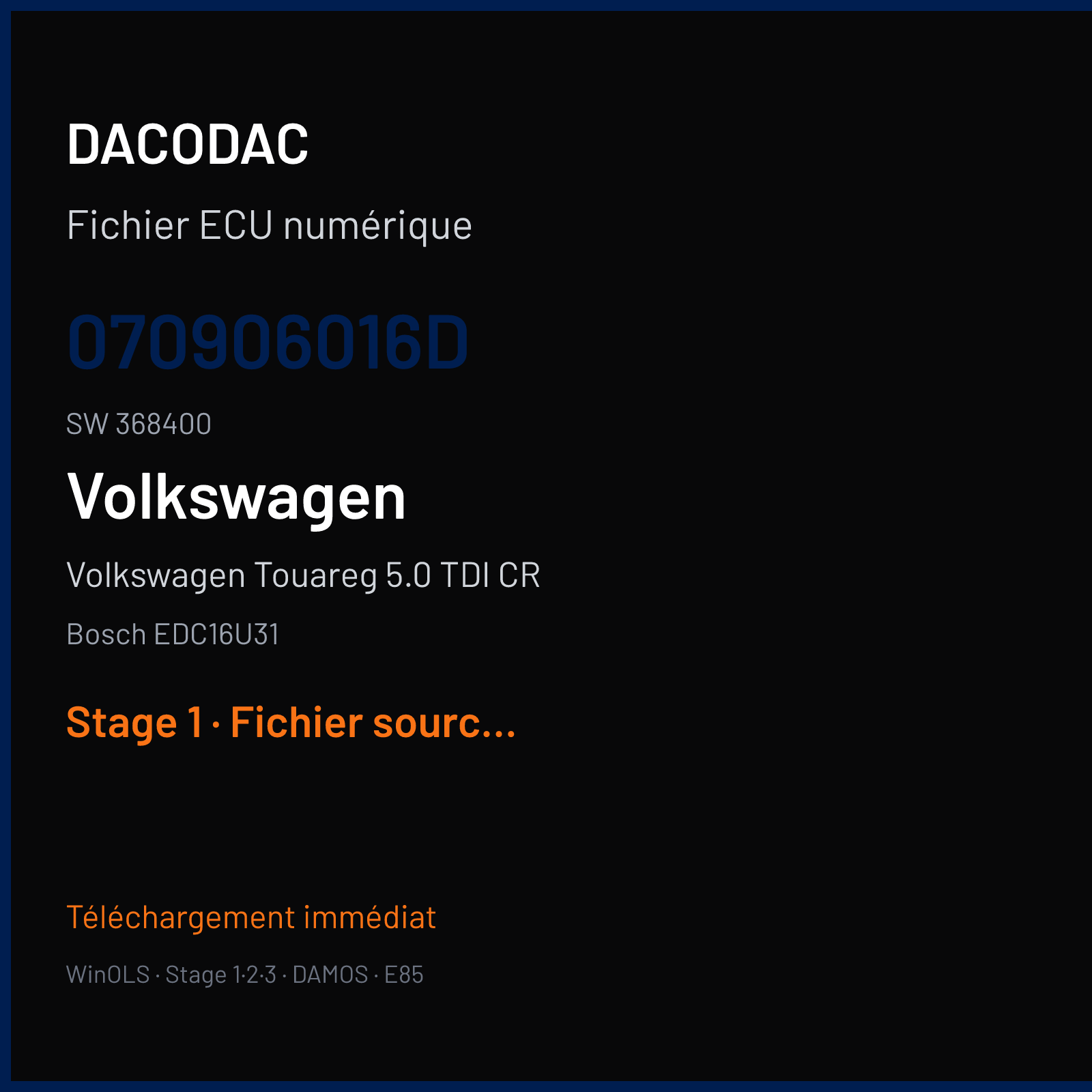 Volkswagen Touareg 5.0 TDI CR (2003) — Bosch EDC16U31 — 070906016D · 368400 — Stage 1