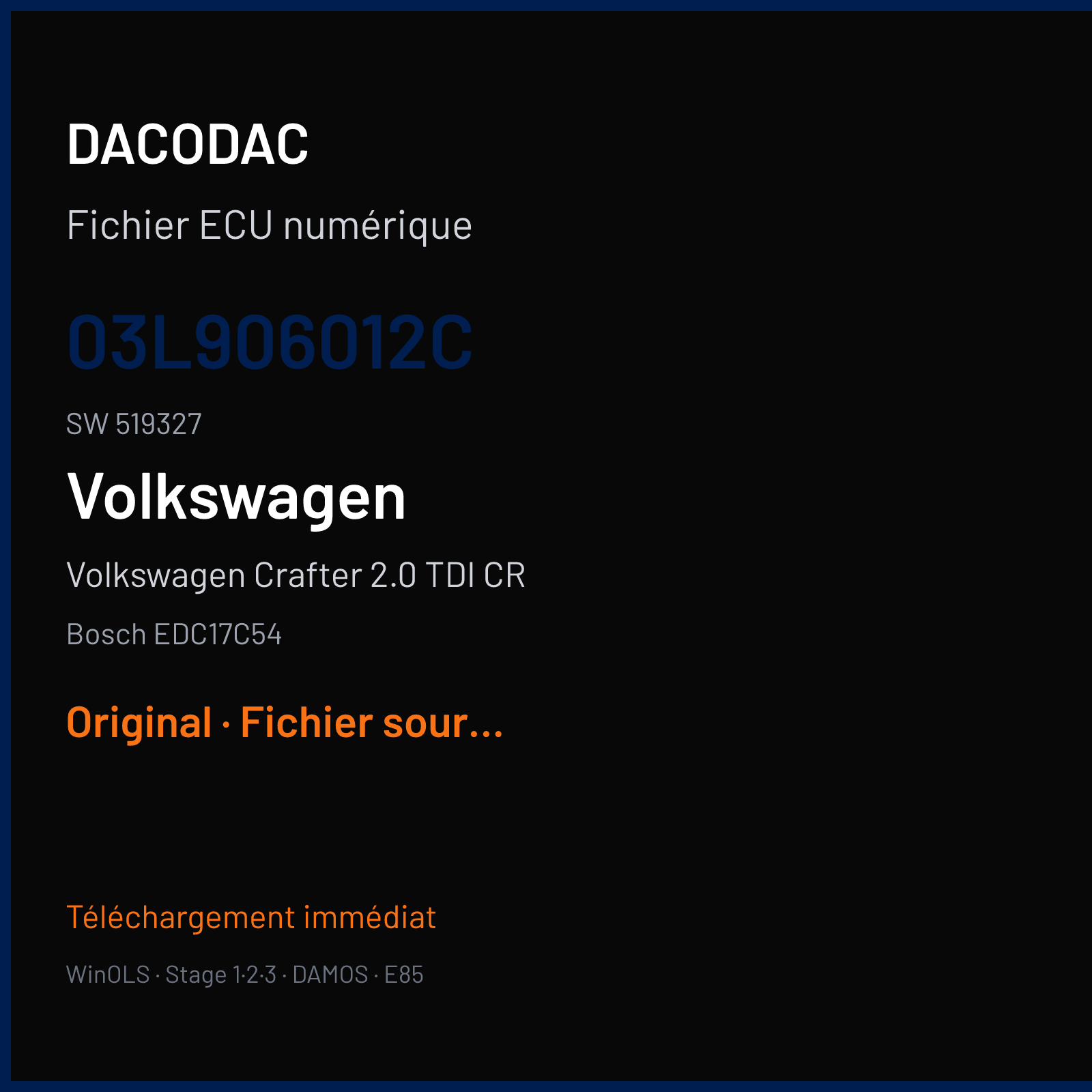 Volkswagen Crafter 2.0 TDI CR (2012) — Bosch EDC17C54 — 03L906012C · 519327 — Original