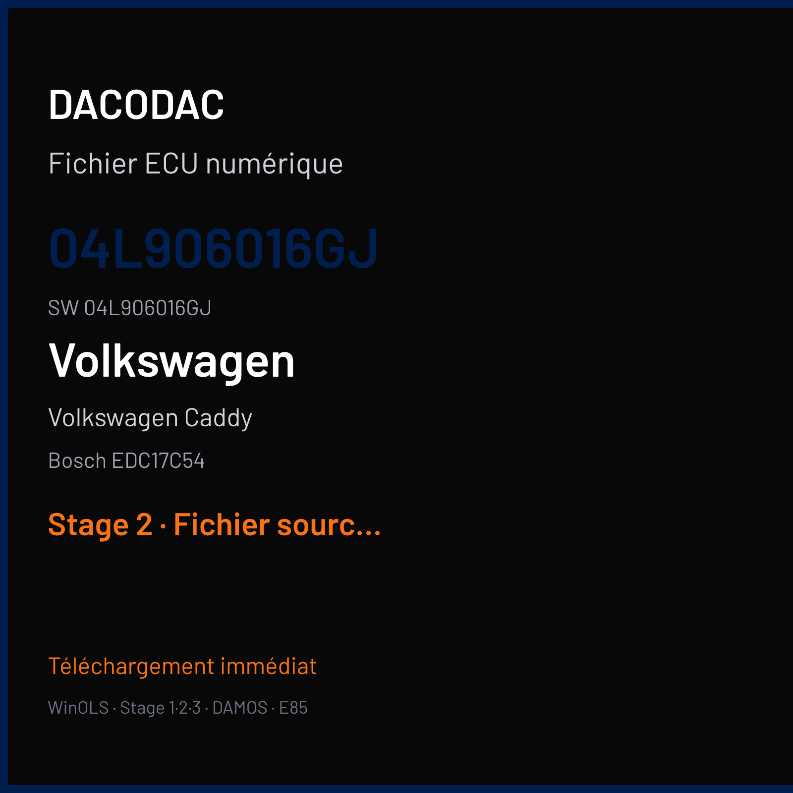 Volkswagen Caddy — Bosch EDC17C54 — 04L906016GJ · 04L906016GJ · 533463 — Stage 2