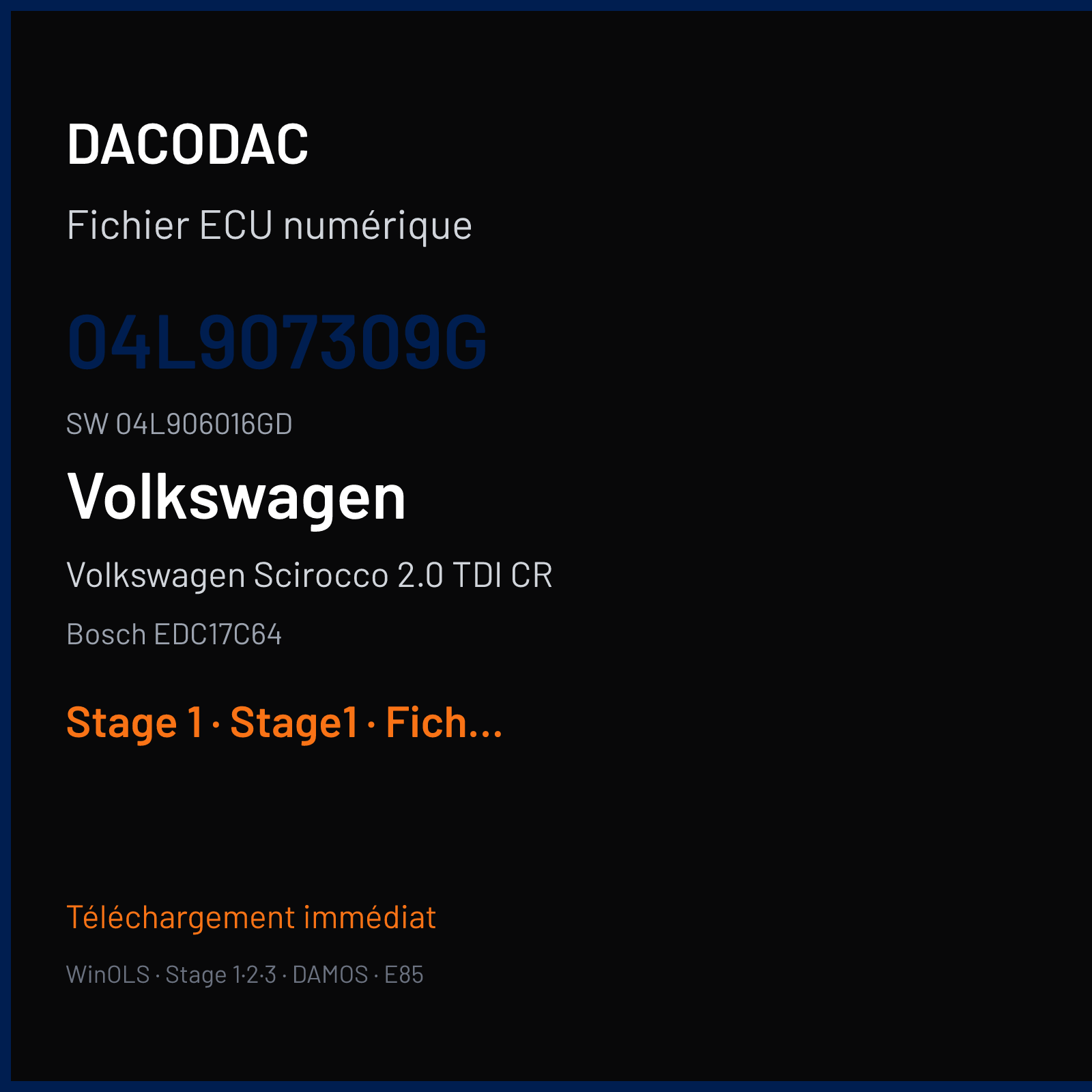 Volkswagen Scirocco 2.0 TDI CR (2016) — Bosch EDC17C64 — 04L907309G · 04L906016GD — Stage 1