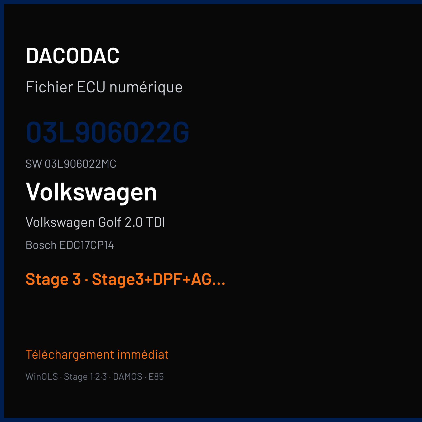 Volkswagen Golf 2.0 TDI (2009) — Bosch EDC17CP14 — 03L906022G · 03L906022MC — Stage 3