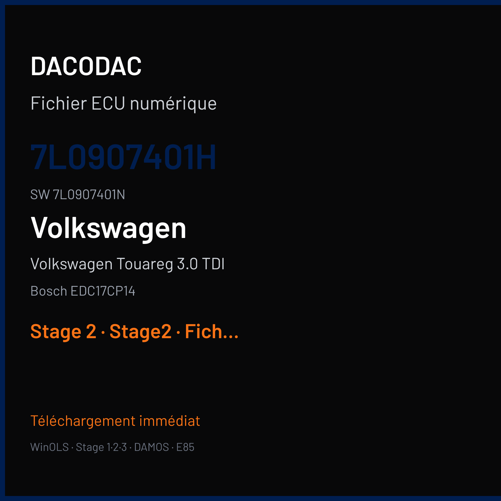 Volkswagen Touareg 3.0 TDI (2008) — Bosch EDC17CP14 — 7L0907401H · 7L0907401N — Stage 2
