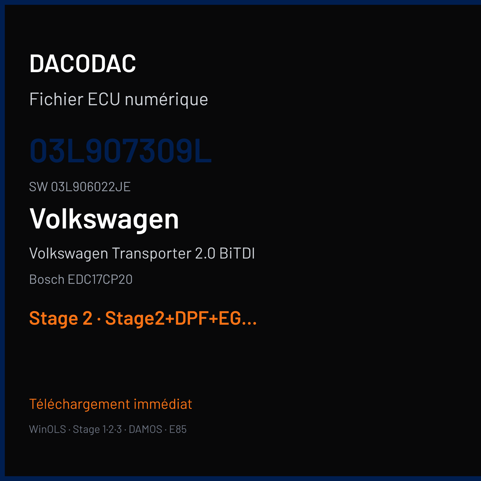 Volkswagen Transporter 2.0 BiTDI (2011) — Bosch EDC17CP20 — 03L907309L · 03L906022JE — Stage 2