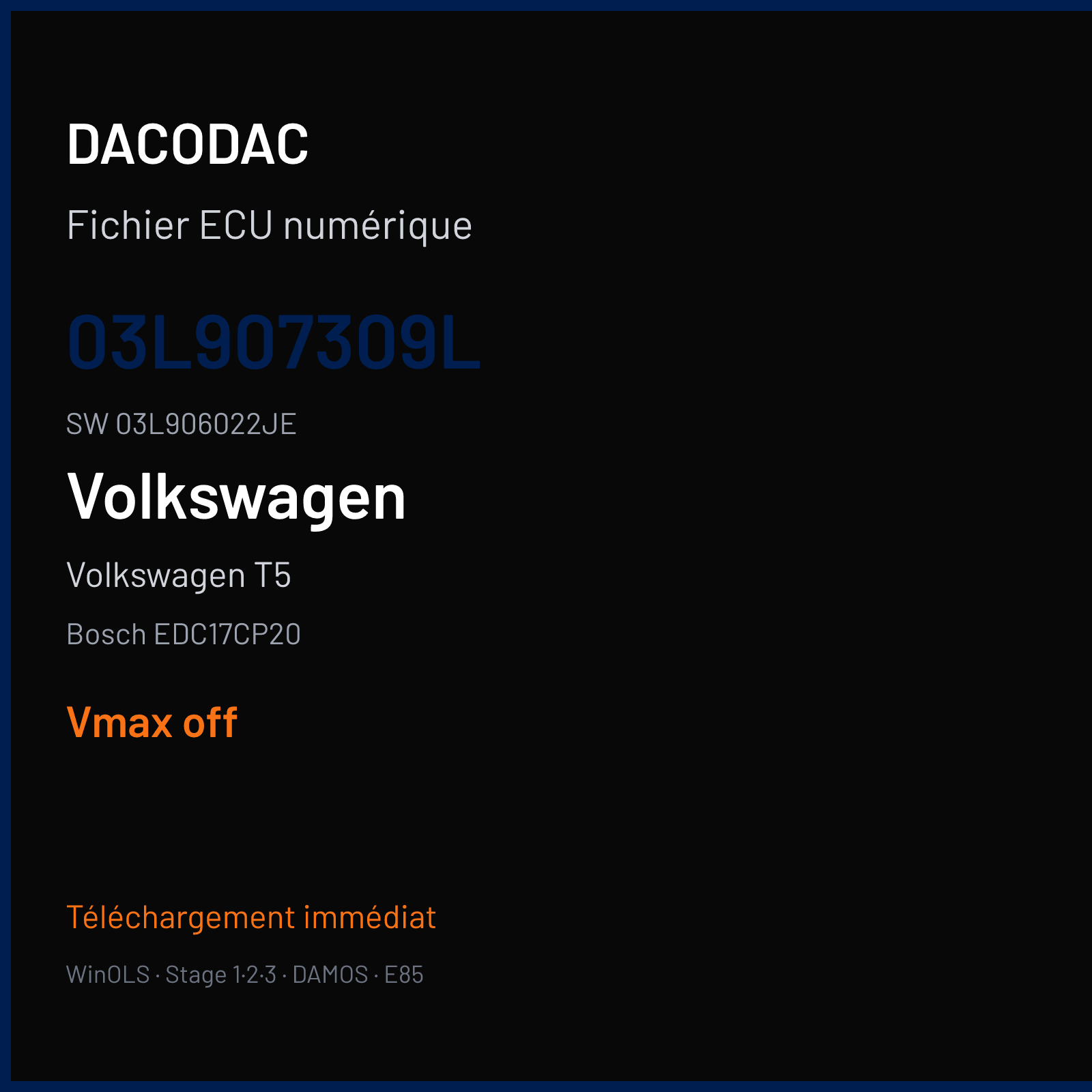 Volkswagen T5 2.0 BiTDI CR 140 ch — Bosch EDC17CP20 — 03L907309L · 03L906022JE · 518078 — VMAX off