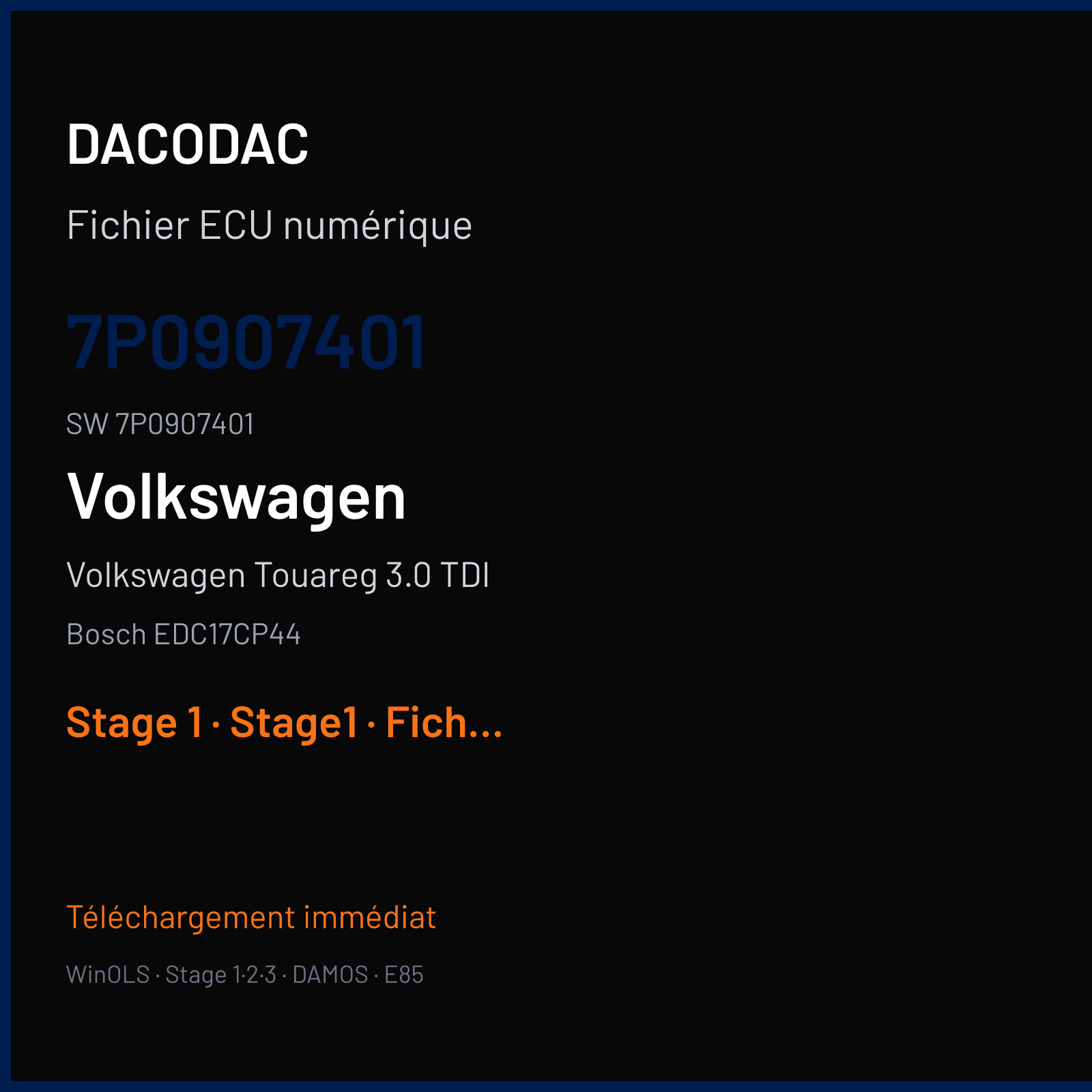 Volkswagen Touareg 3.0 TDI (2010) — Bosch EDC17CP44 — 7P0907401 · 7P0907401 — Stage 1