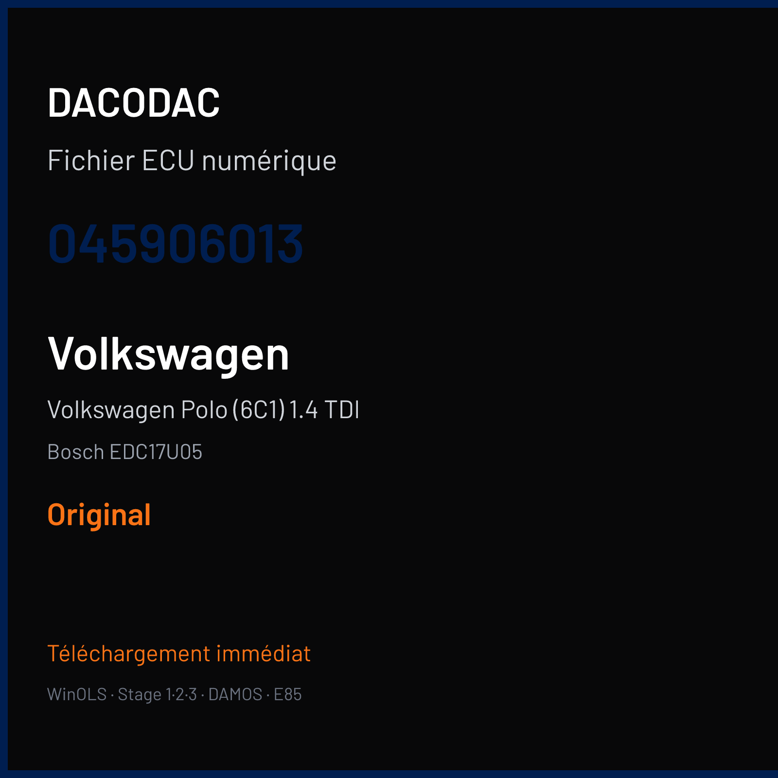 Volkswagen Polo (6C1) 1.4 TDI (2014) — Bosch EDC17U05 — 045906013 — Original