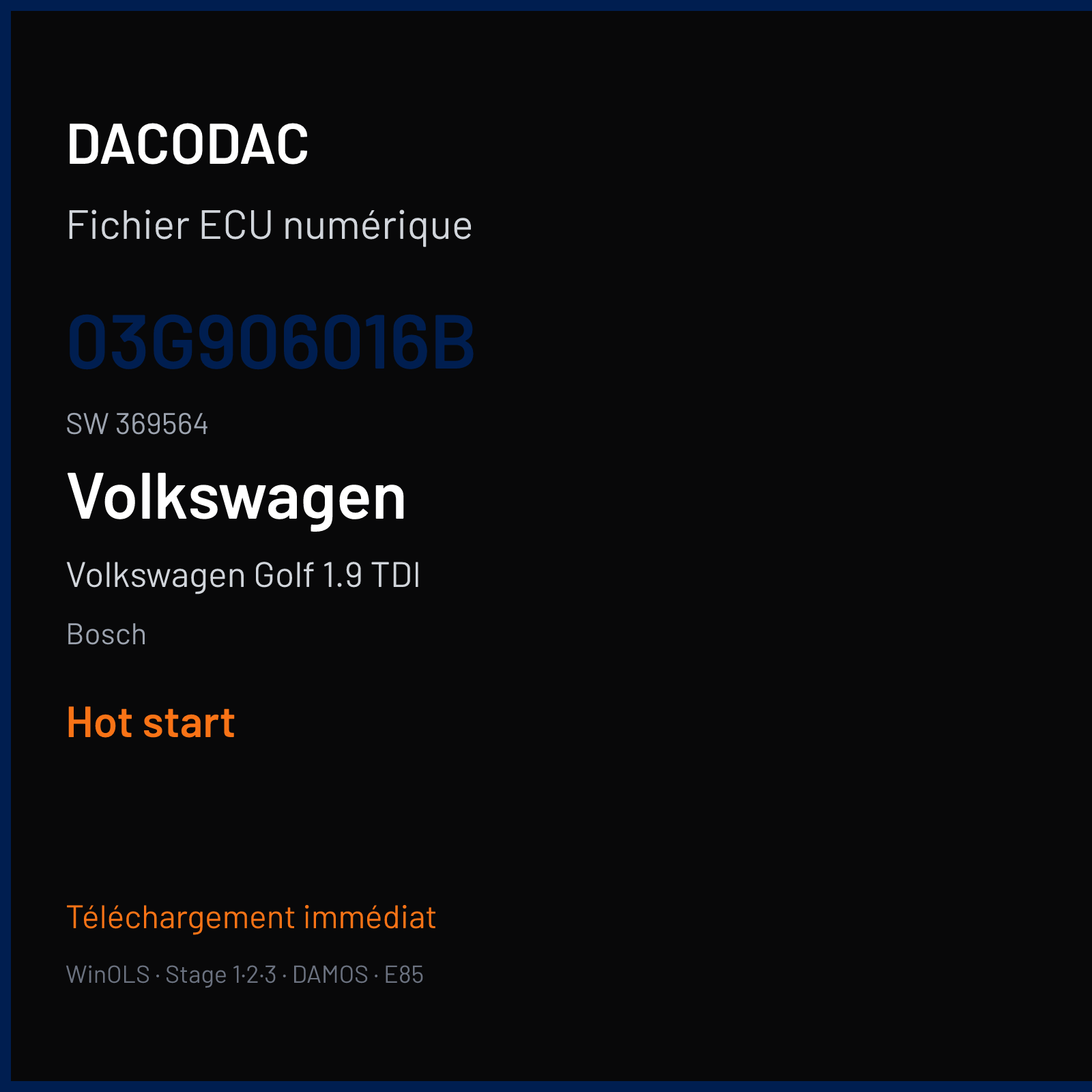 Volkswagen Golf 1.9 TDI (2006) — Bosch — 03G906016B · 369564 — Hot start