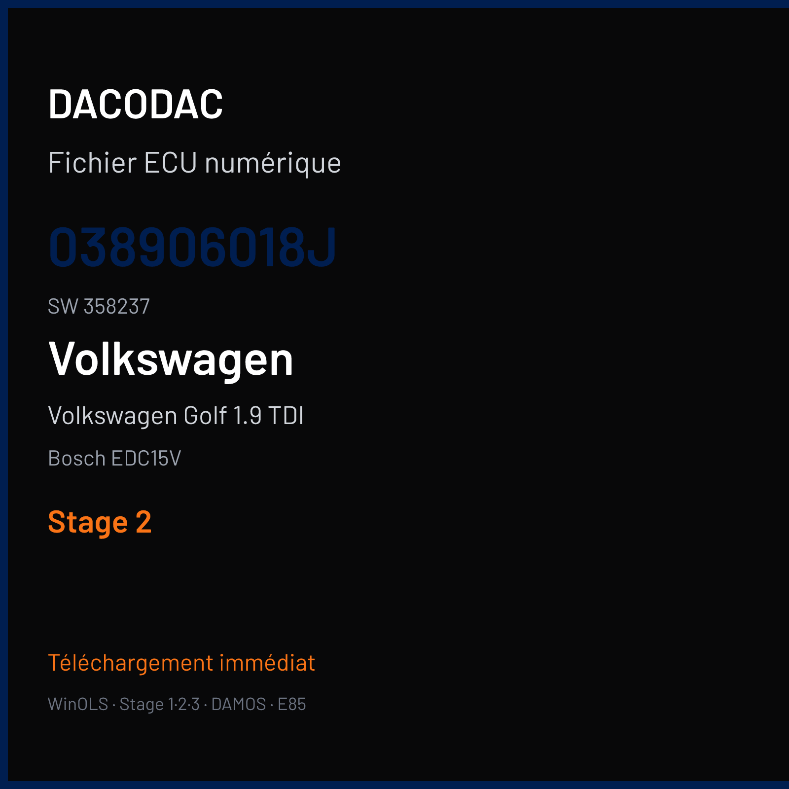 Volkswagen Golf 1.9 TDI (1999) — Bosch EDC15V — 038906018J · 358237 — Stage 2