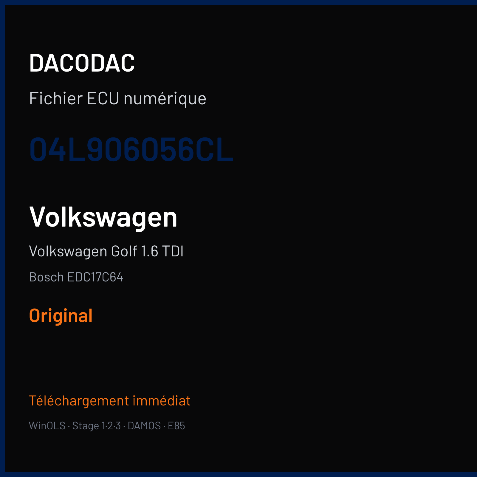 Volkswagen Golf 1.6 TDI (2013) — Bosch EDC17C64 — 04L906056CL — Original