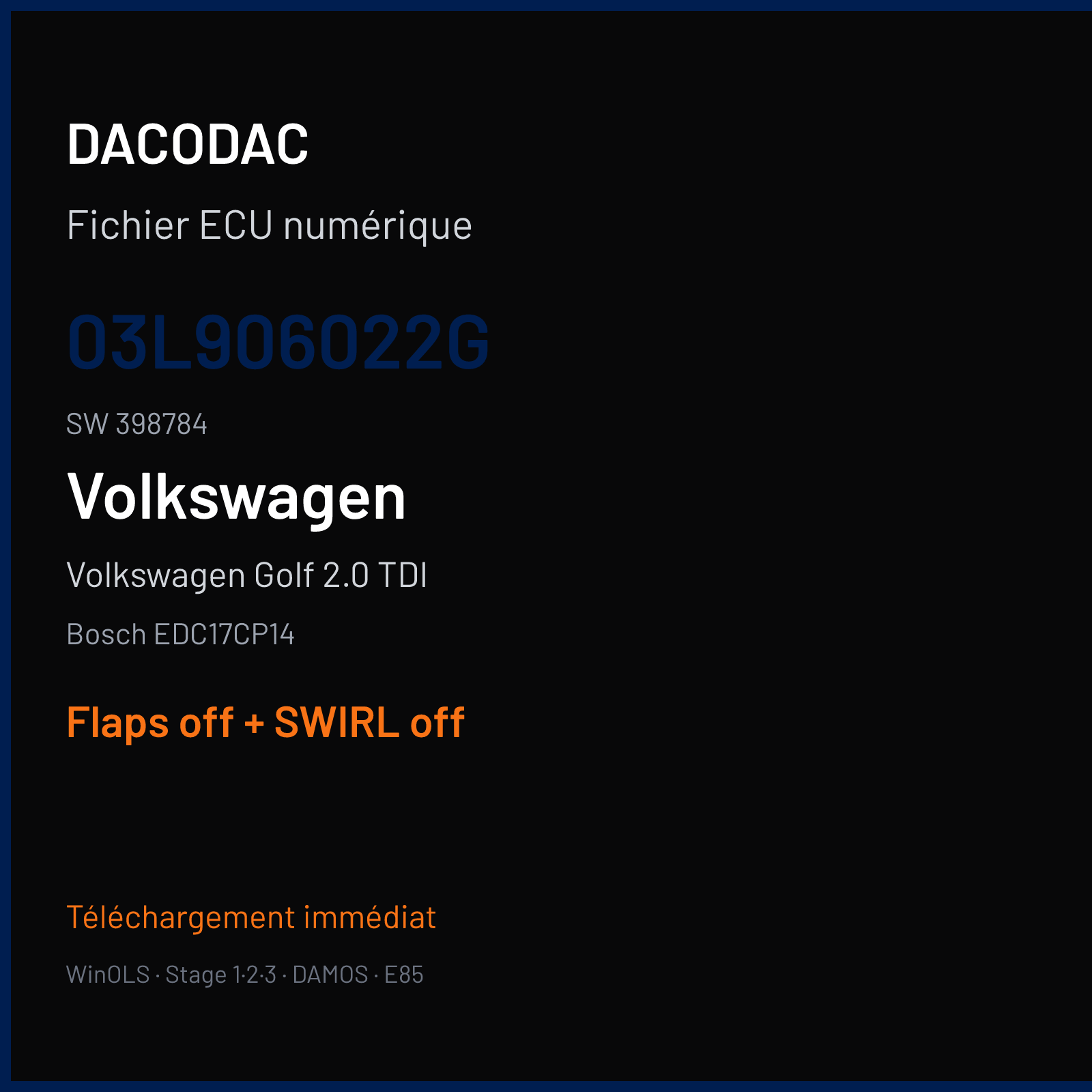 Volkswagen Golf 2.0 TDI (2010) — Bosch EDC17CP14 — 03L906022G · 398784 — Flaps off + SWIRL off