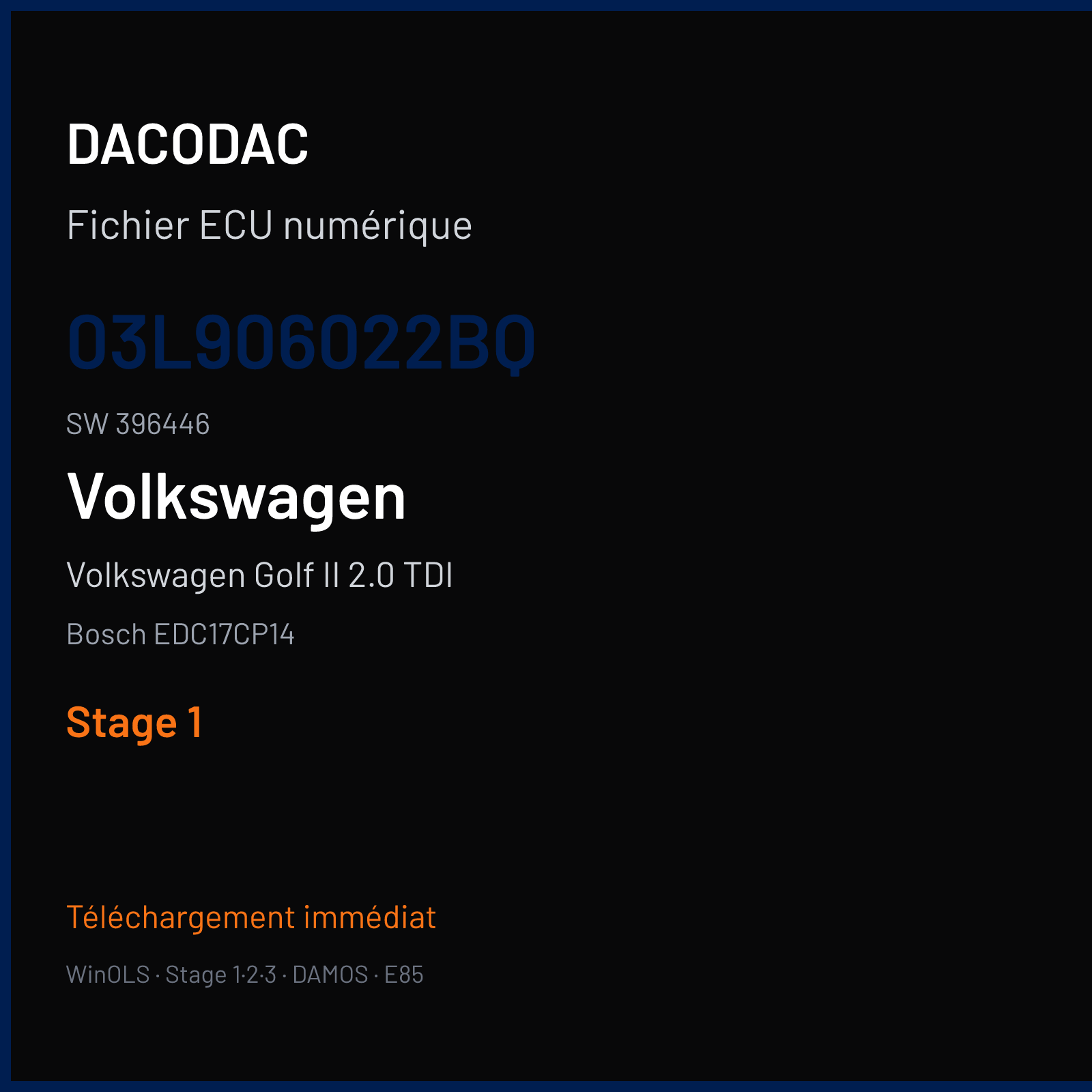 Volkswagen Golf II 2.0 TDI (2010) — Bosch EDC17CP14 — 03L906022BQ · 396446 — Stage 1