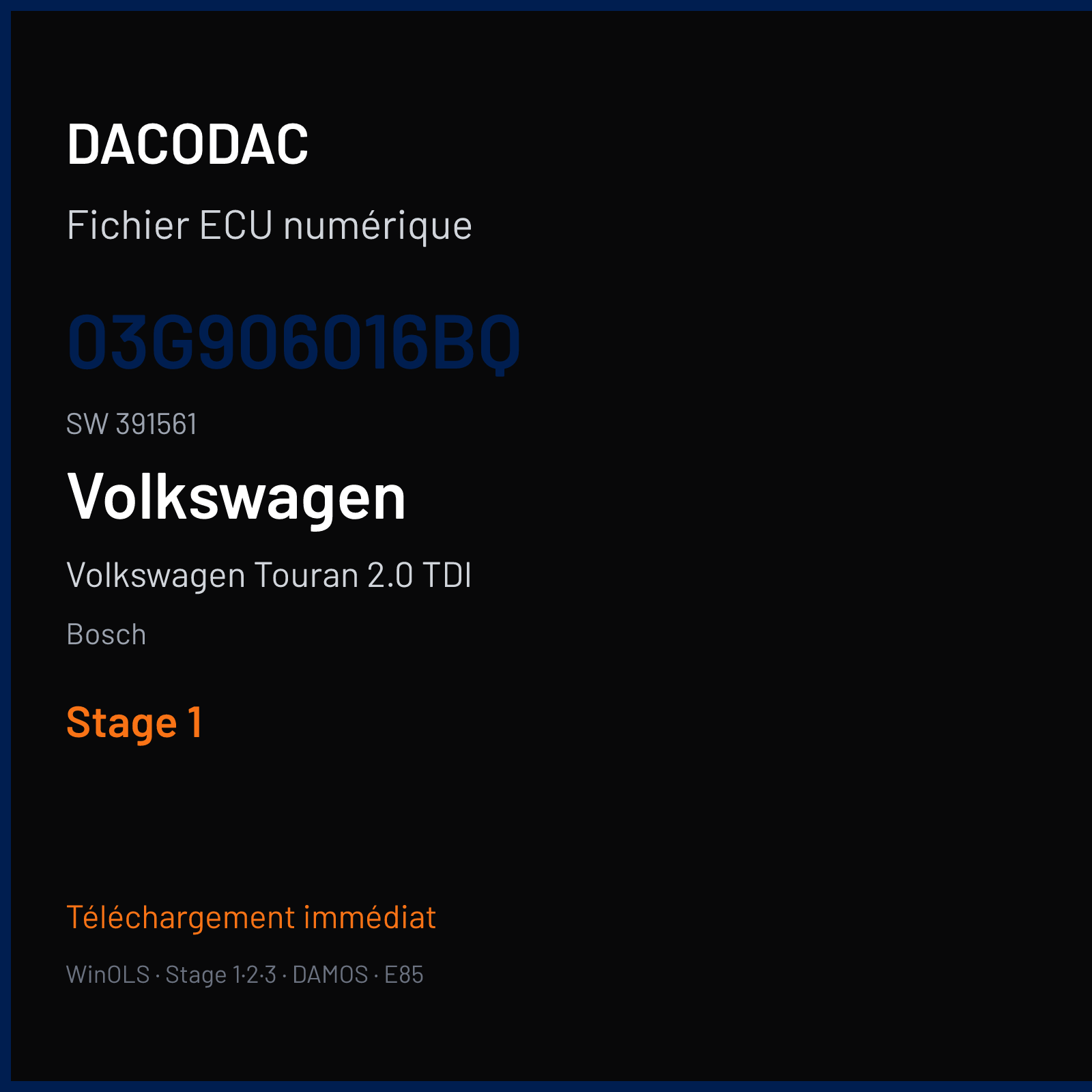 Volkswagen Touran 2.0 TDI — Bosch — 03G906016BQ · 391561 — Stage 1