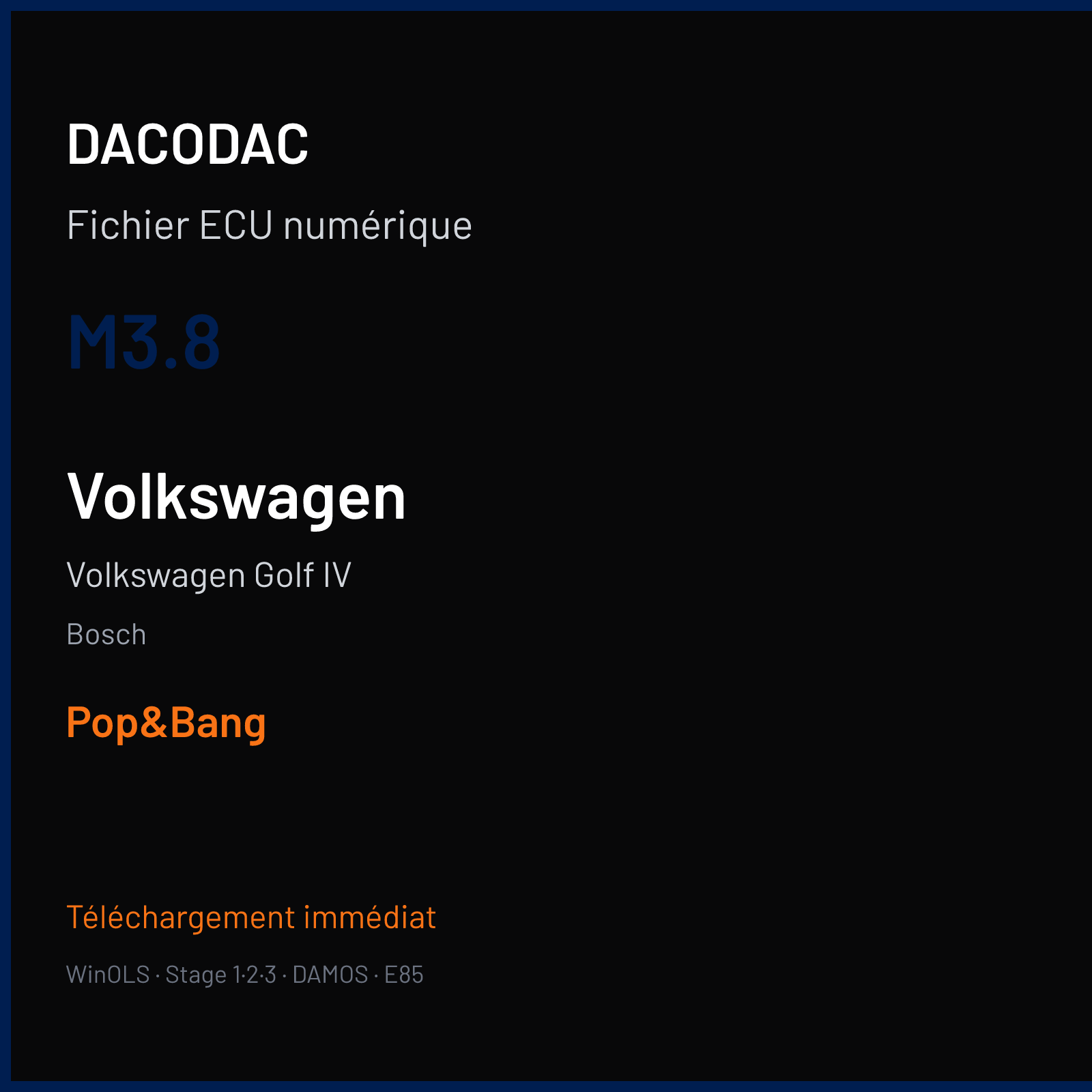 Volkswagen Golf IV (2001) — Bosch — M3.8 — Pop&Bang
