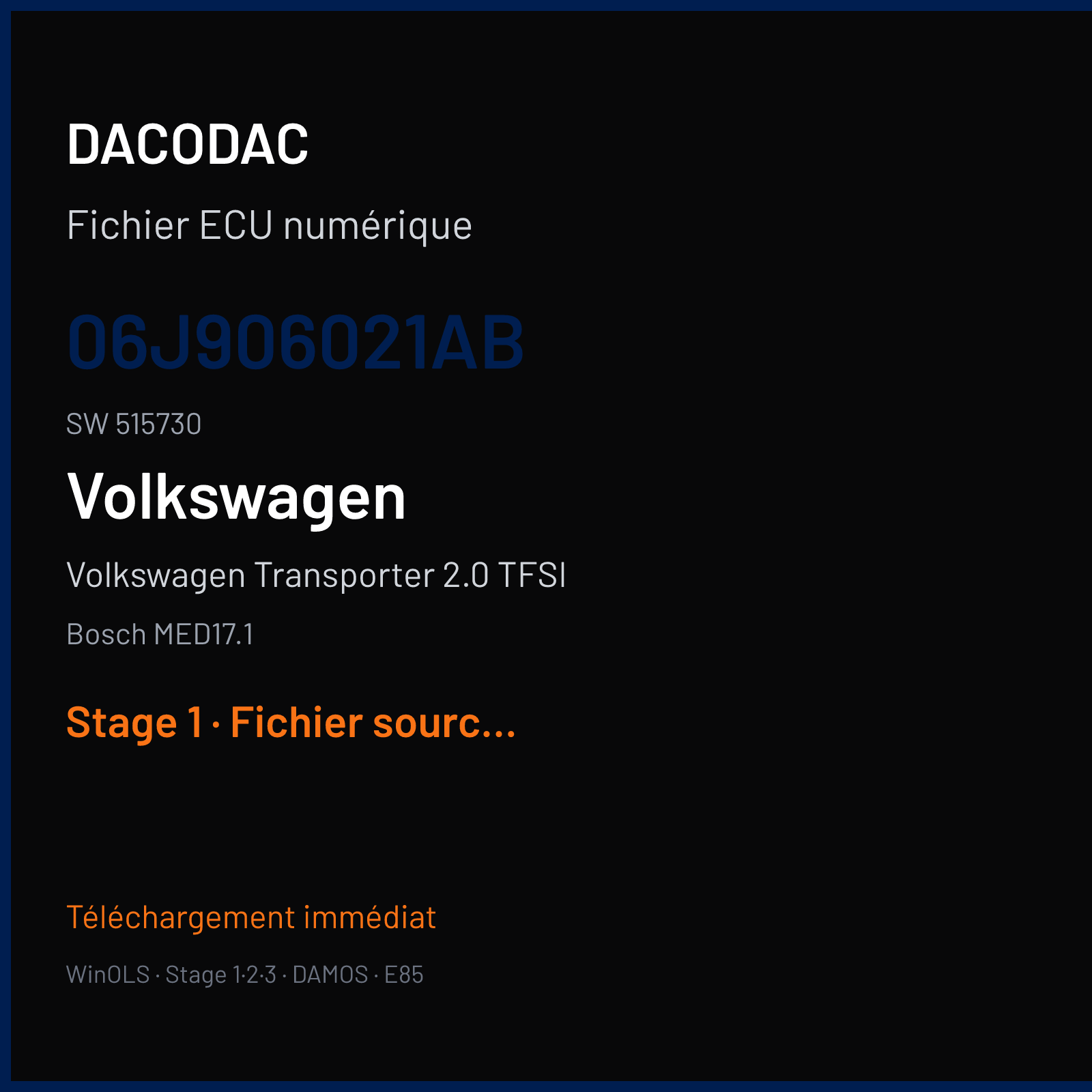 Volkswagen Transporter 2.0 TFSI (2018) — Bosch MED17.1 — 06J906021AB · 515730 — Stage 1
