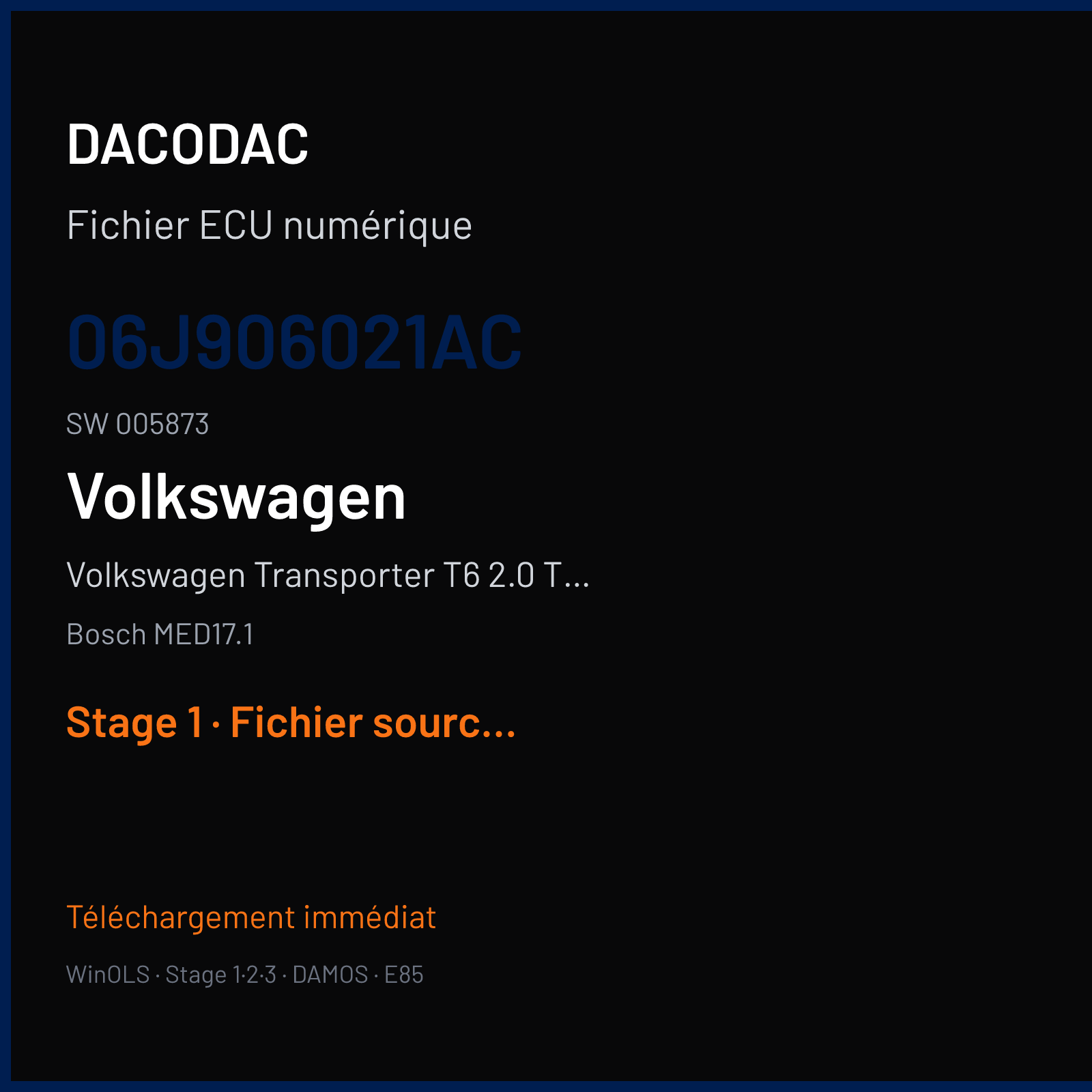 Volkswagen Transporter T6 2.0 TFSI (2016) — Bosch MED17.1 — 06J906021AC · 005873 — Stage 1