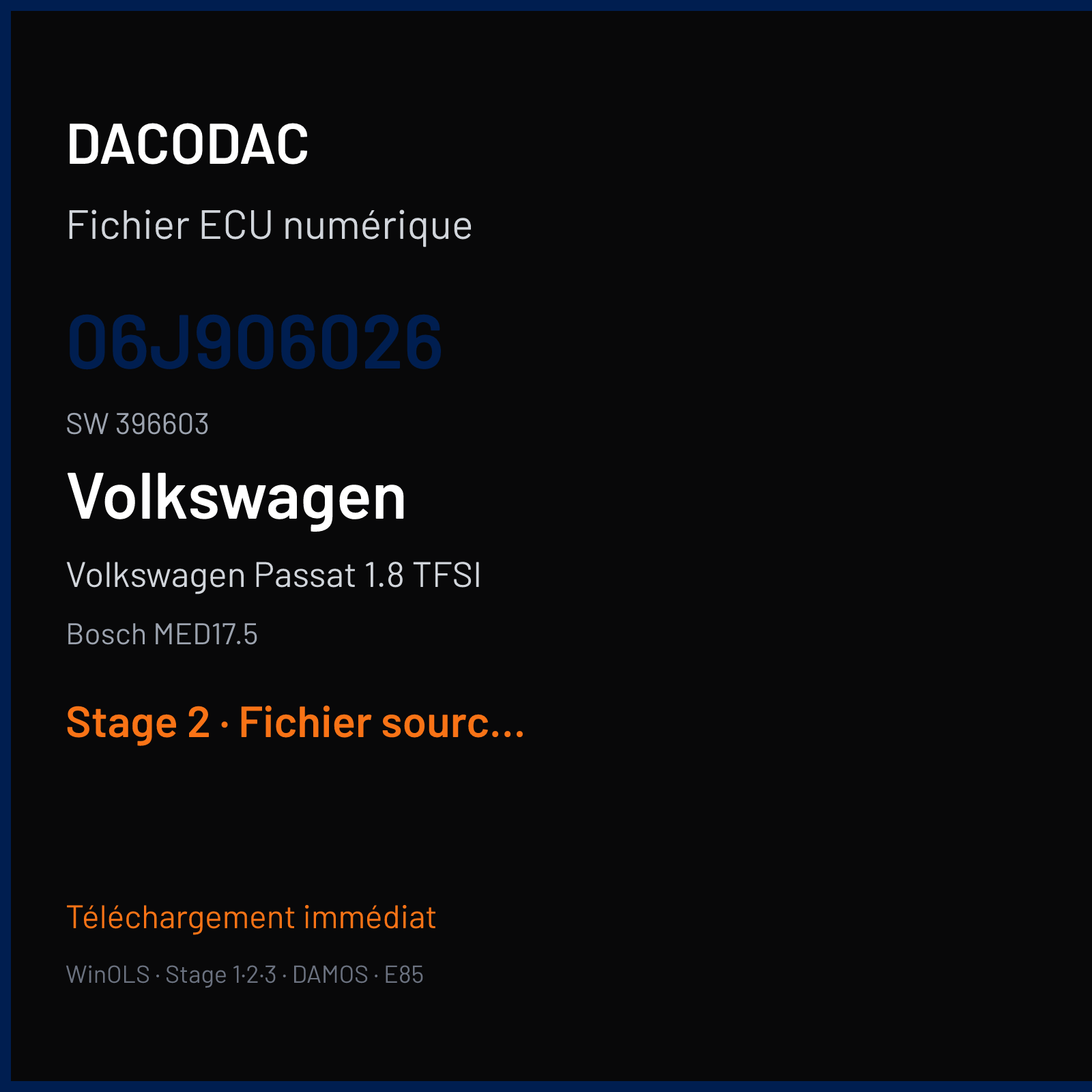 Volkswagen Passat 1.8 TFSI (2008) — Bosch MED17.5 — 06J906026 · 396603 — Stage 2